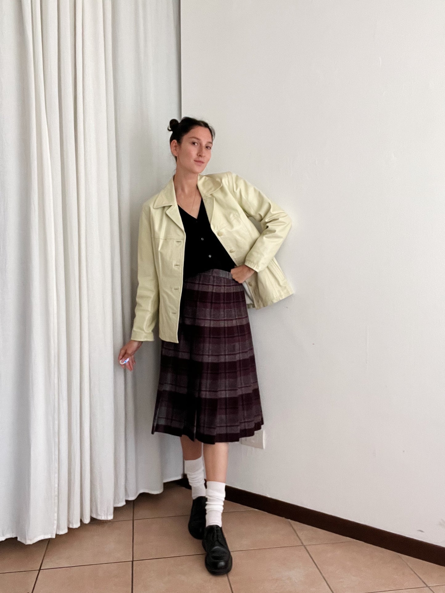 Giacca in pelle burro 40