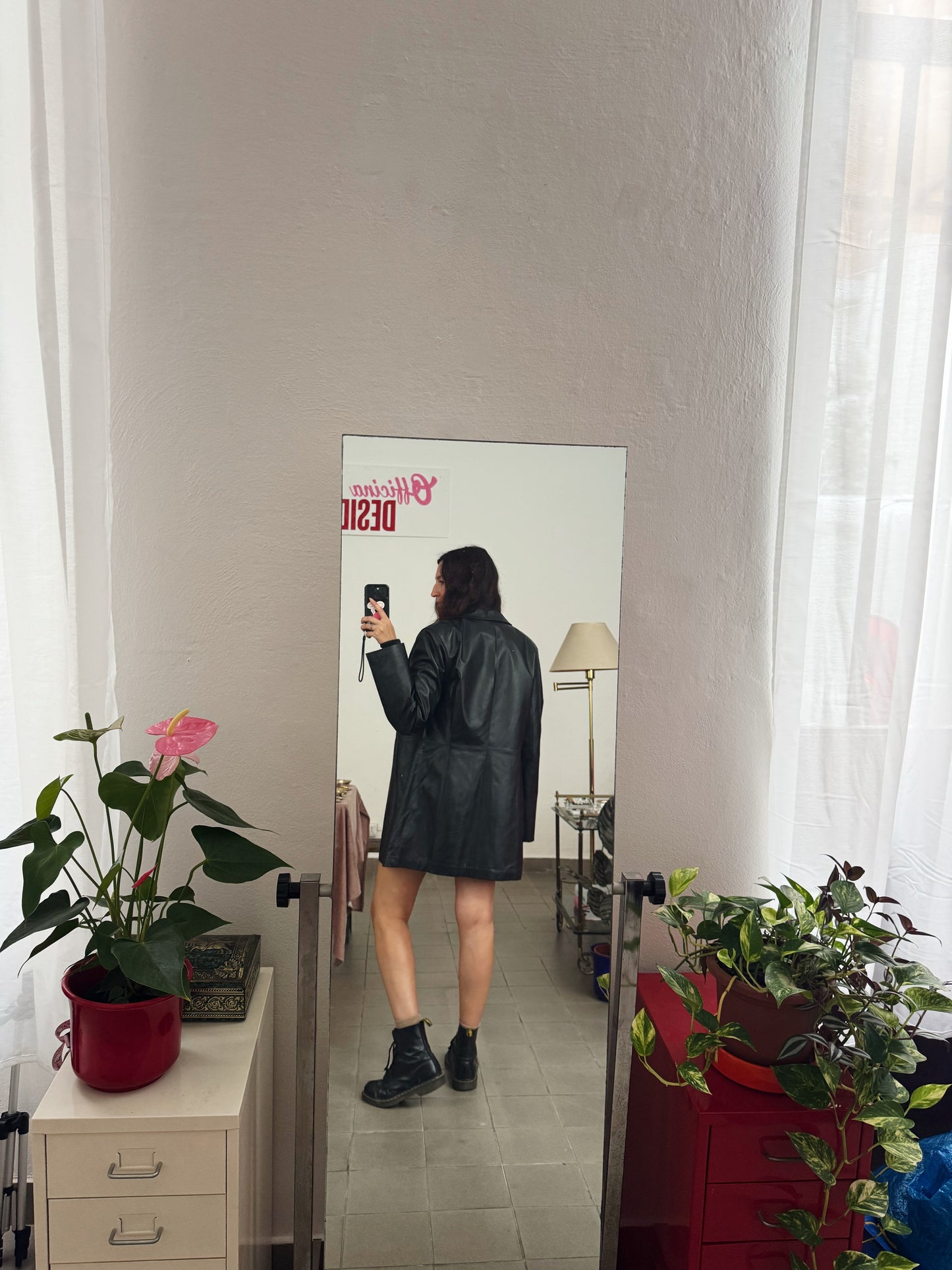 Giacca in pelle nera 42