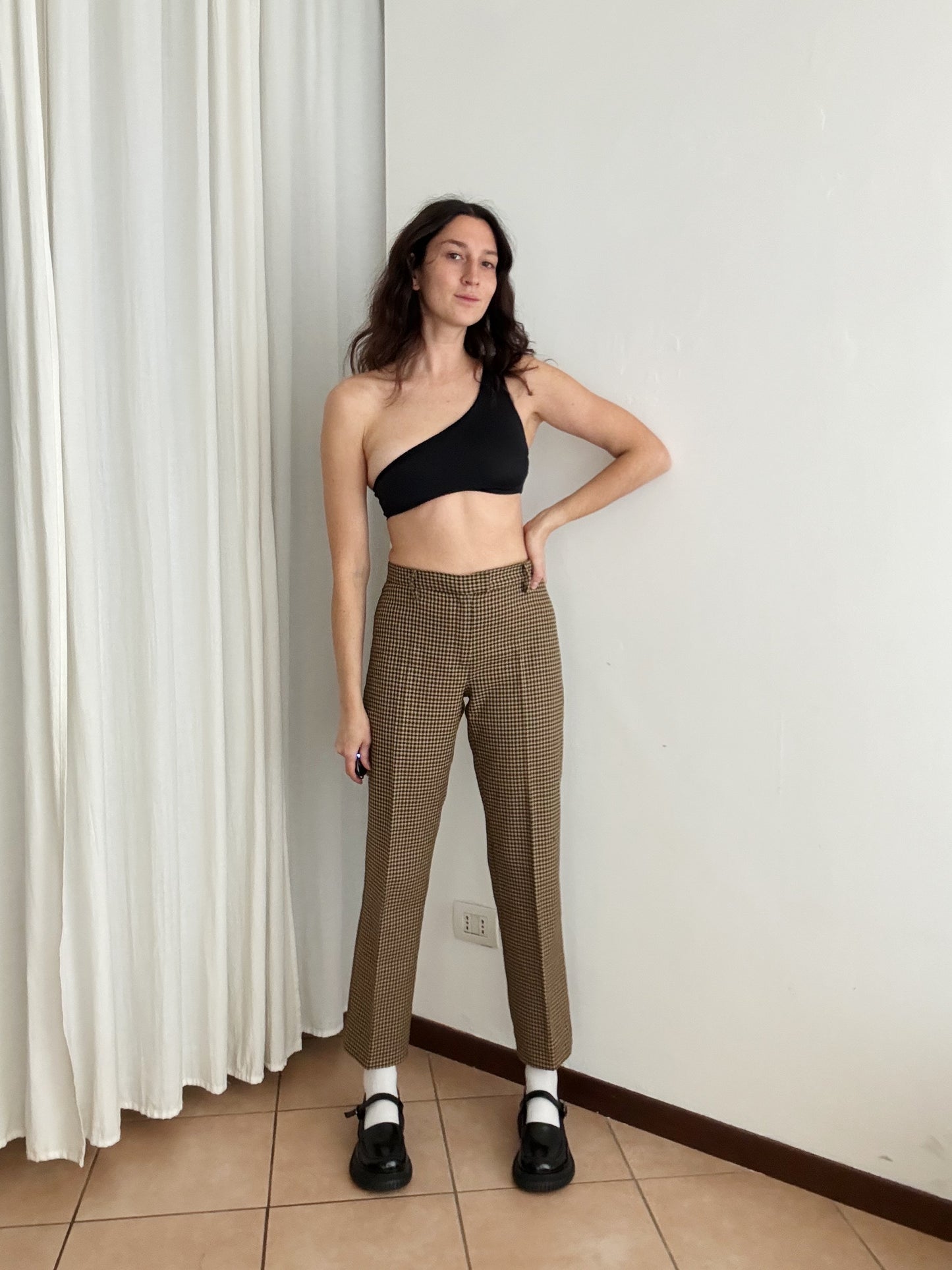 Pantaloni lana beige M
