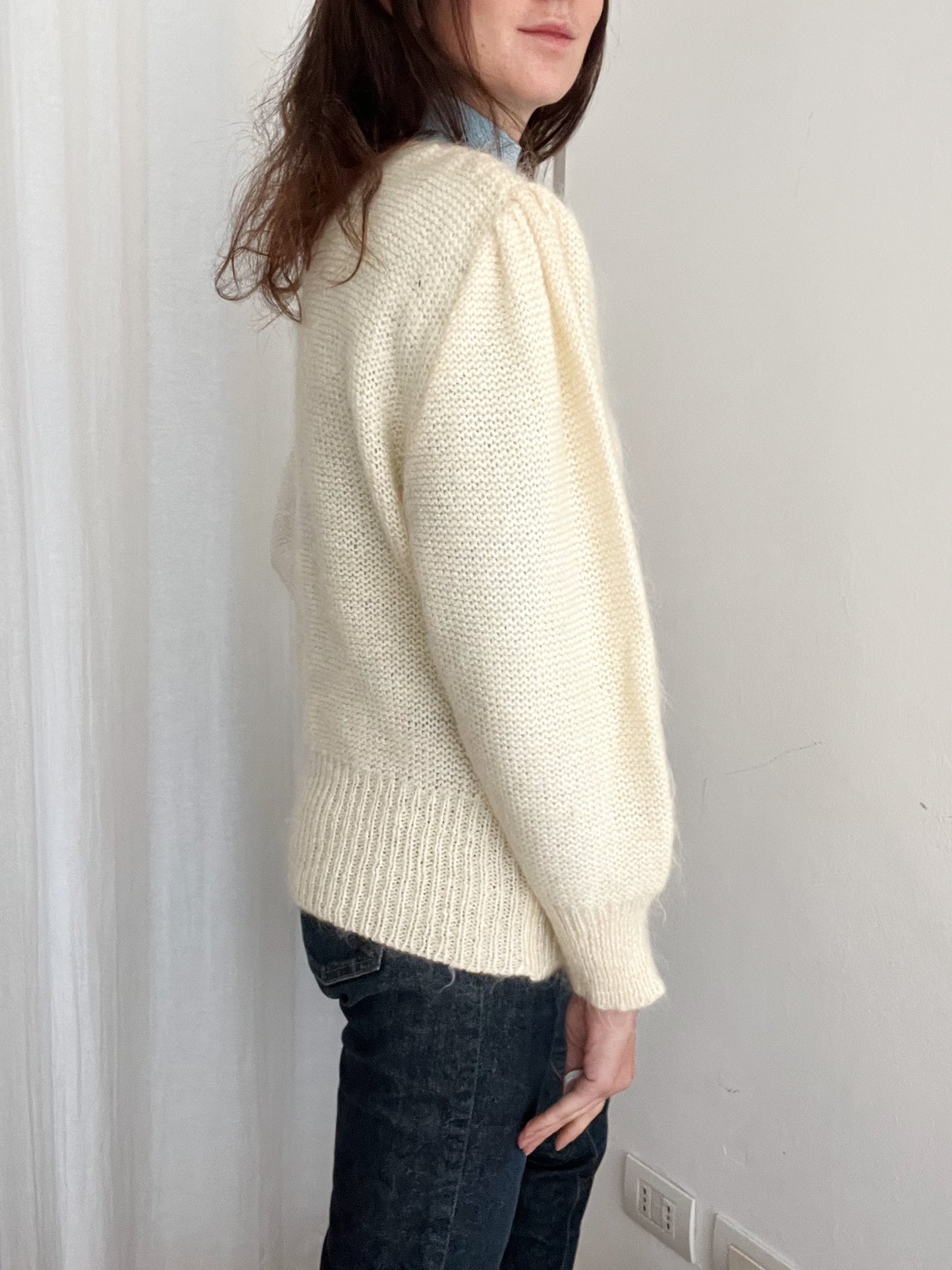 Cardigan bianco pelosino L