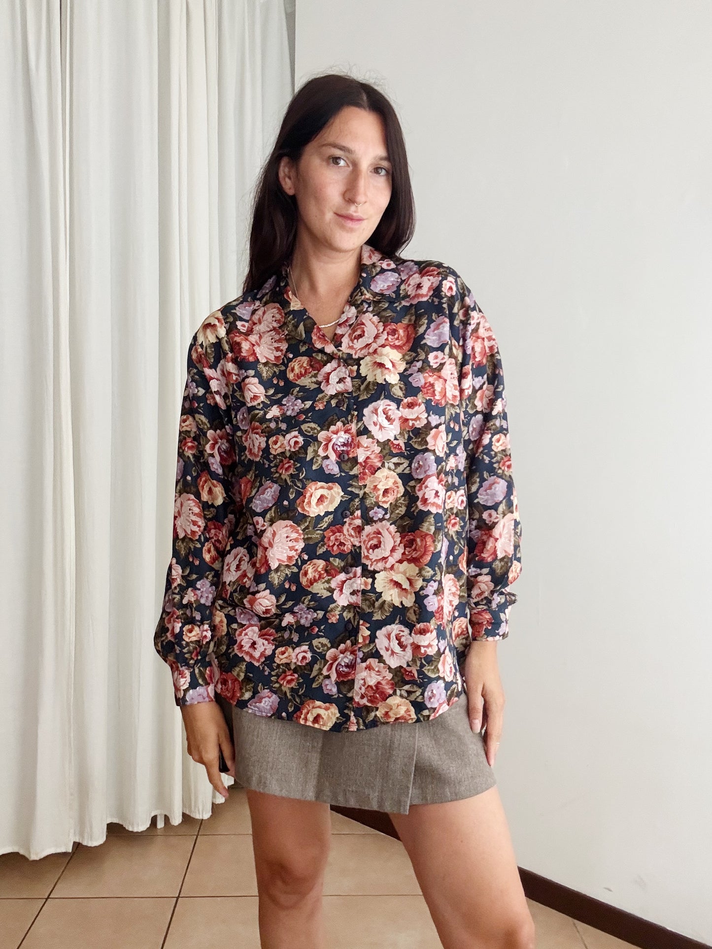 Camicia seta floreale L