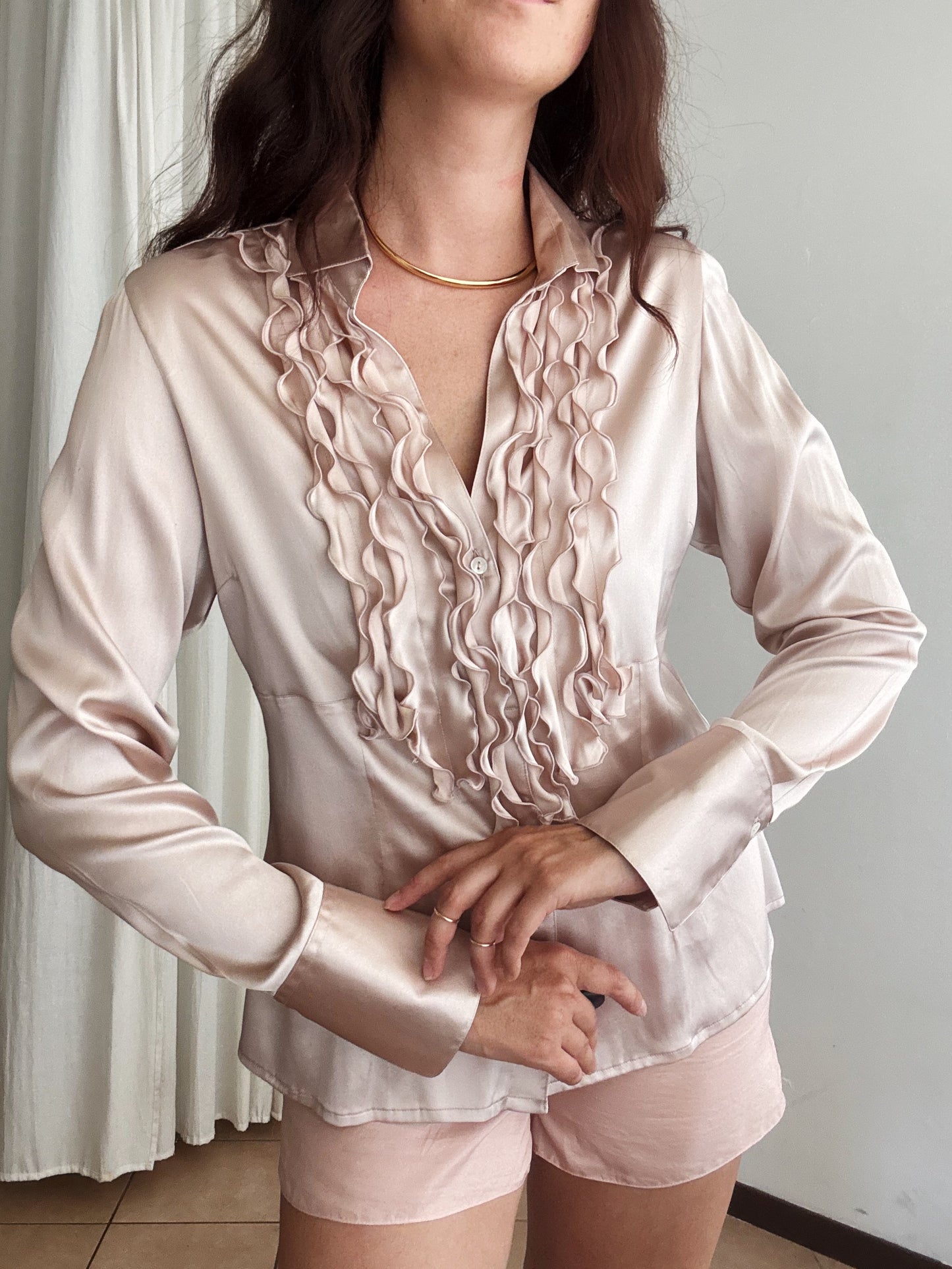 Camicia seta con rouches 46