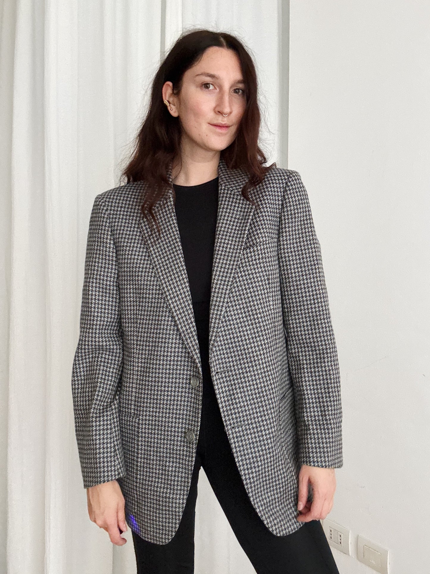 Blazer lana blu grigio L