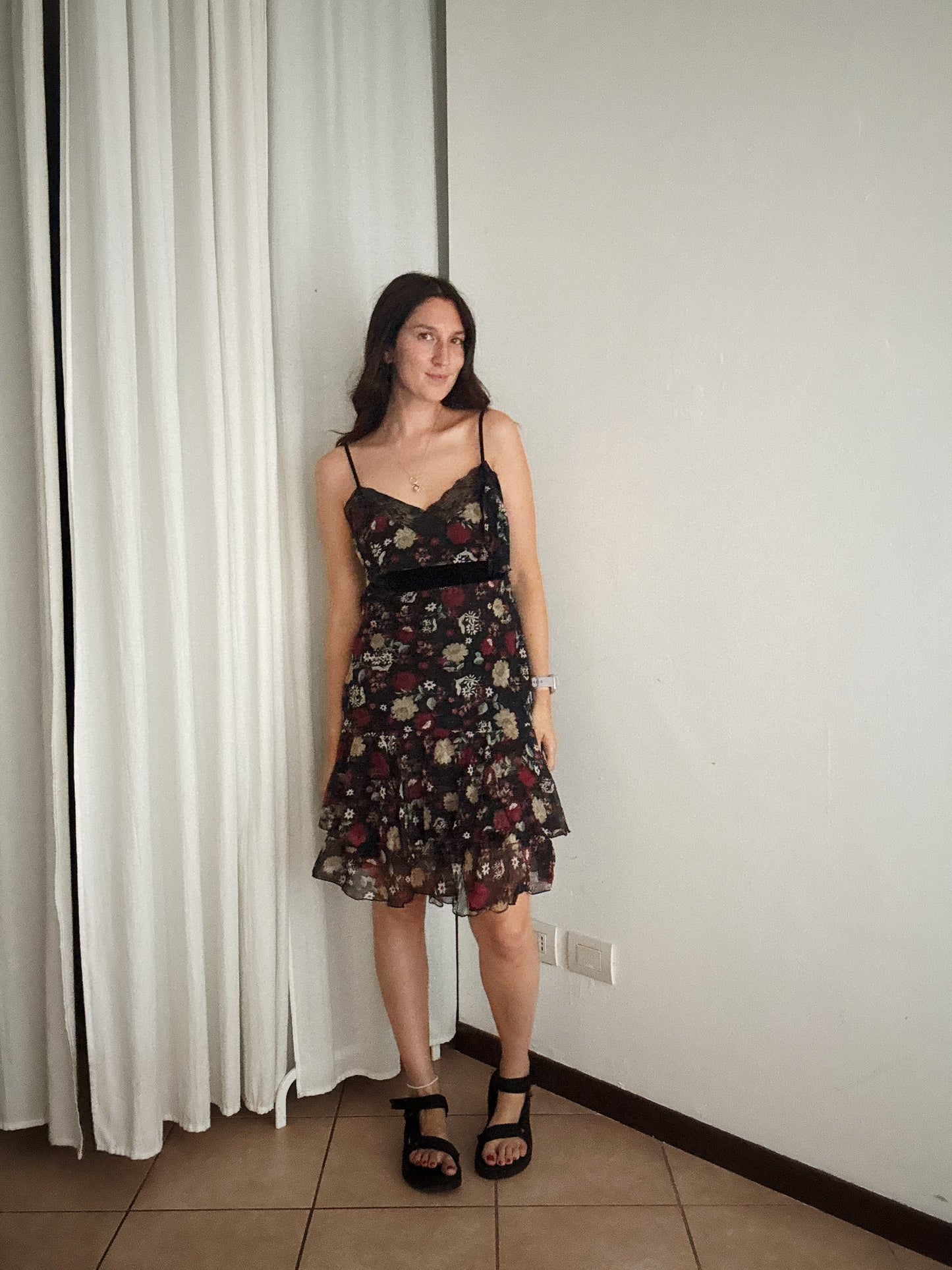 Abito nero floreale M