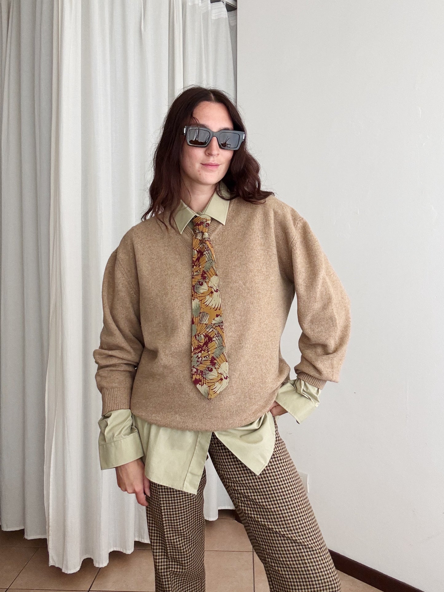 Maglione unisex lana beige L