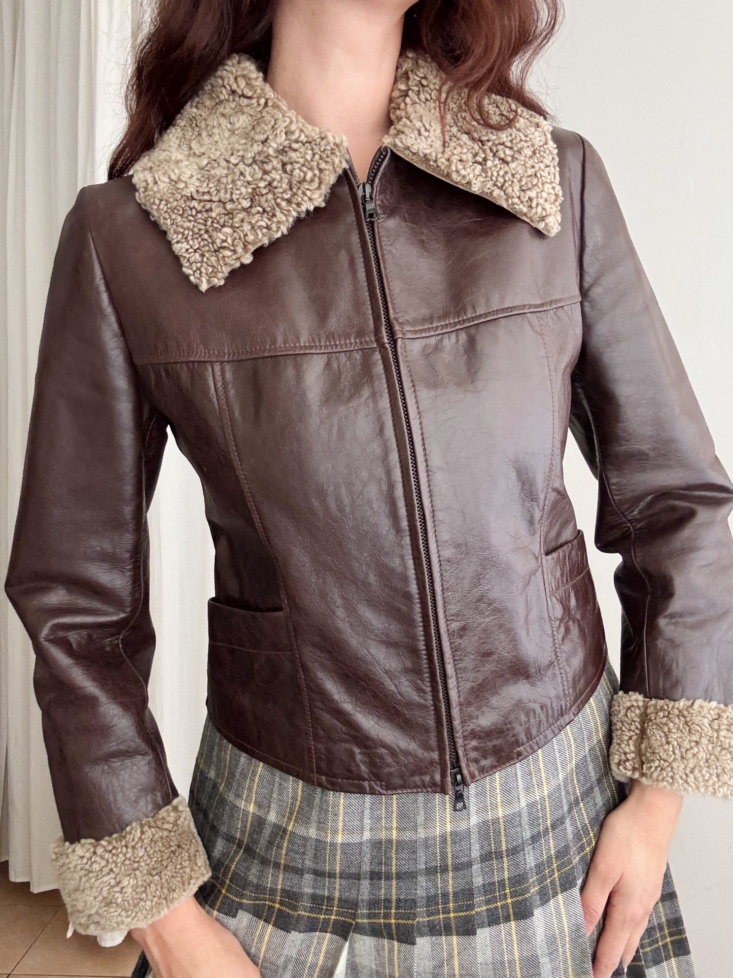 Giacca in pelle marrone 42