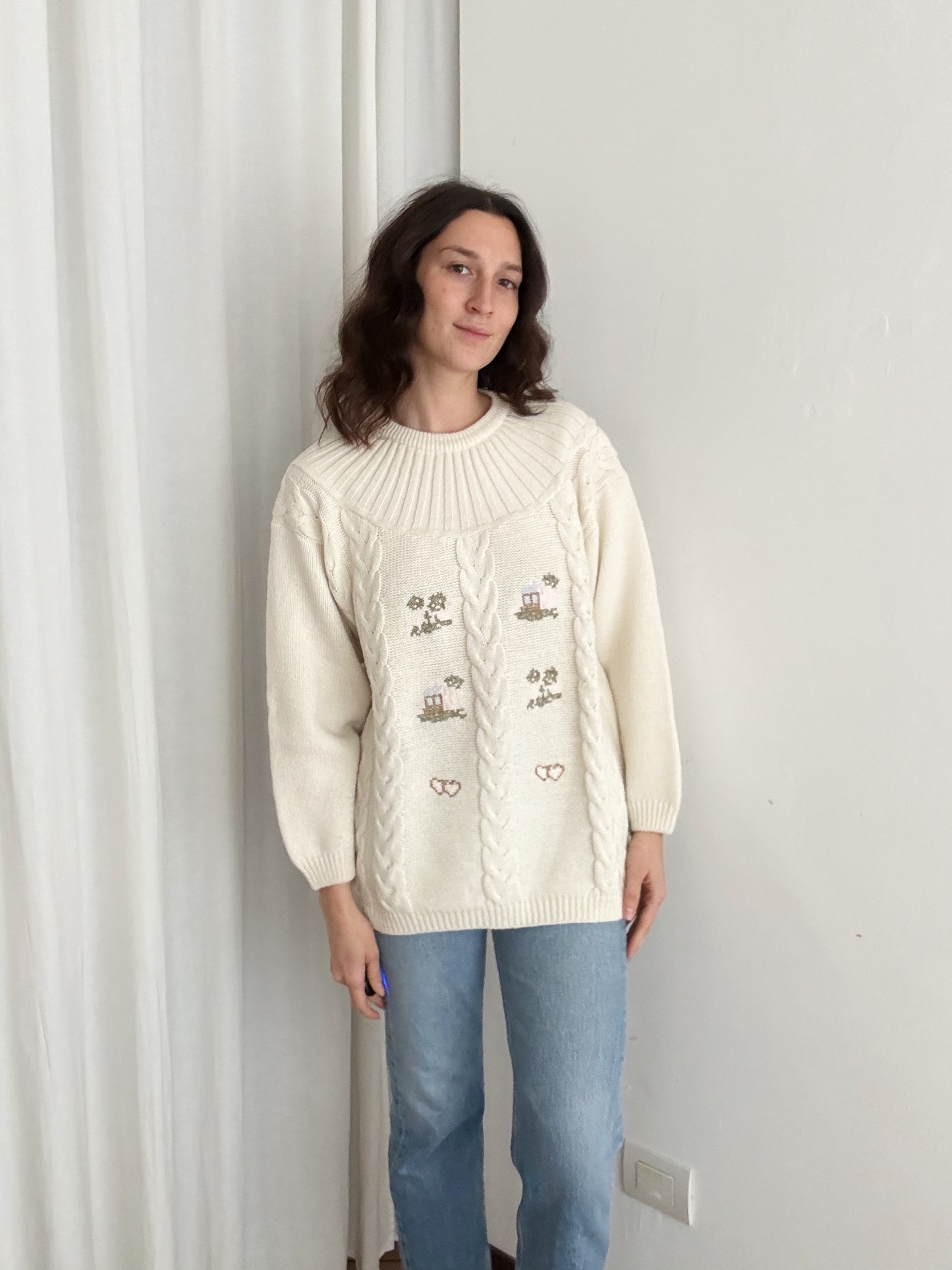 Maglione bianco casette L