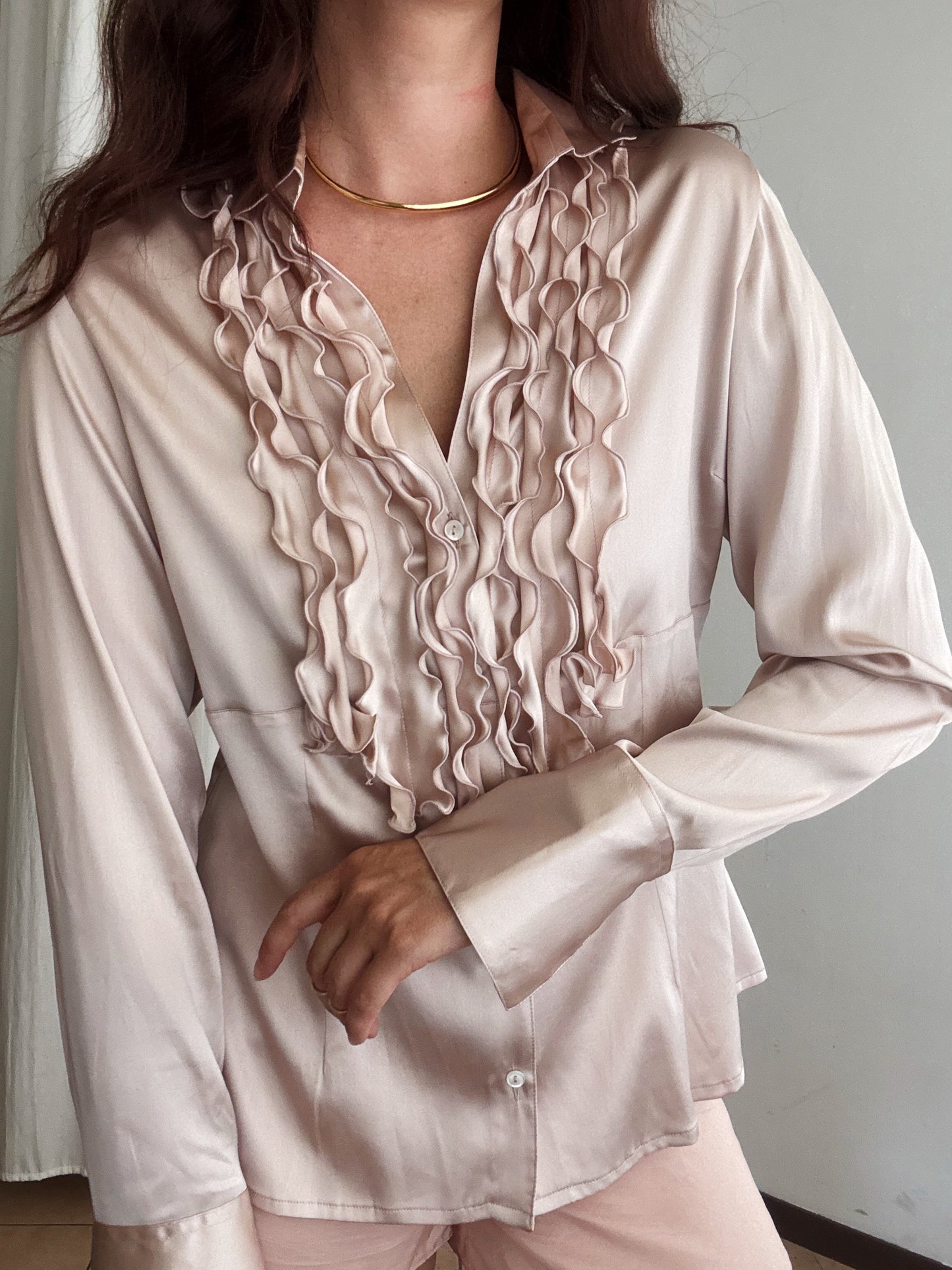 Camicia seta con rouches 46