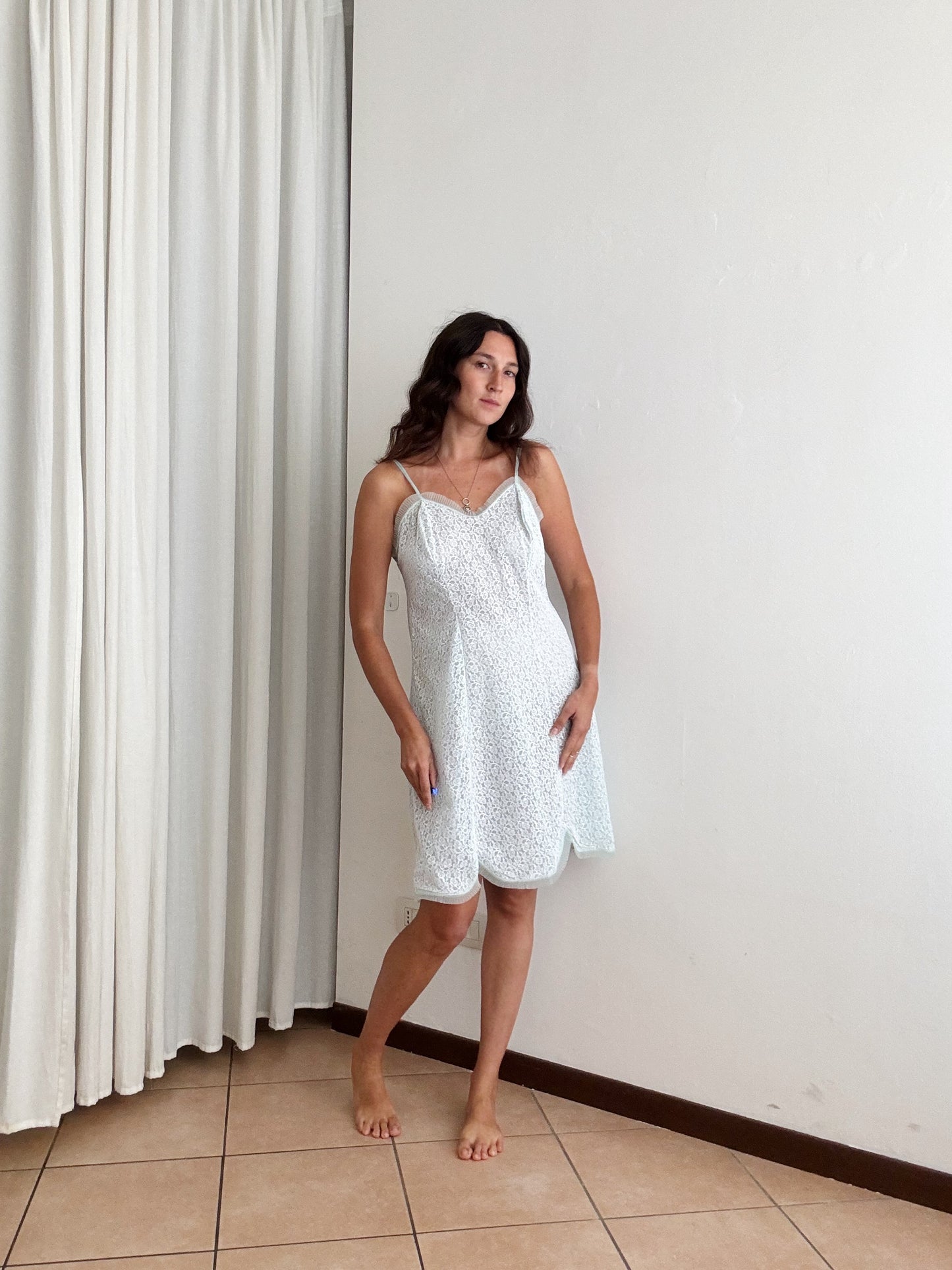 Sottoveste pizzo azzurro L