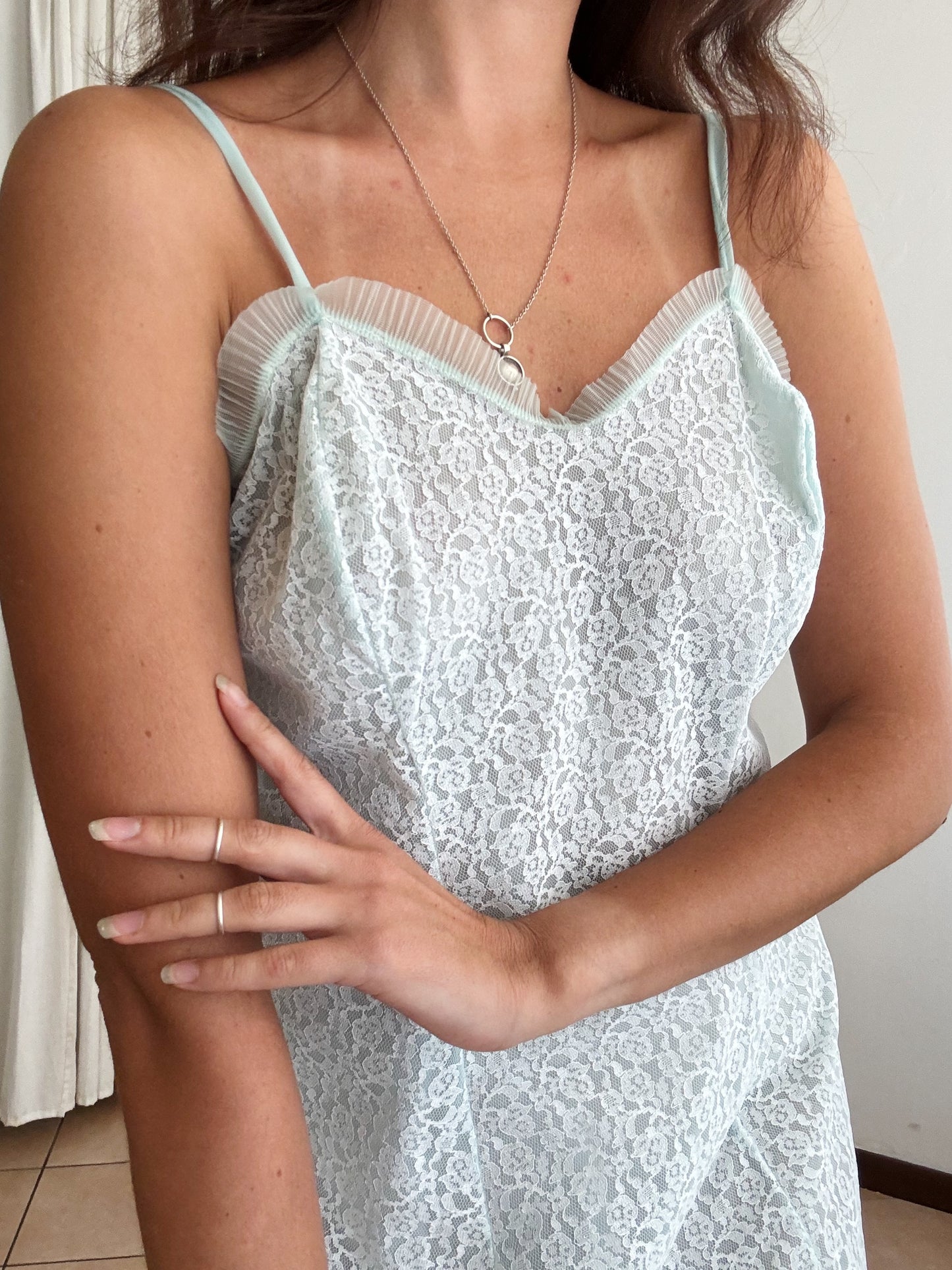 Sottoveste pizzo azzurro L