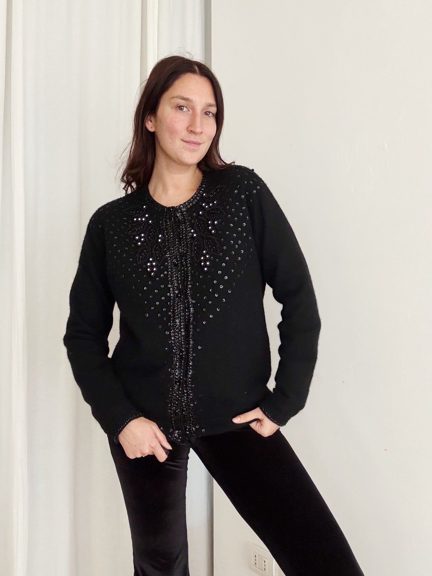 Cardigan paillettes e perline L