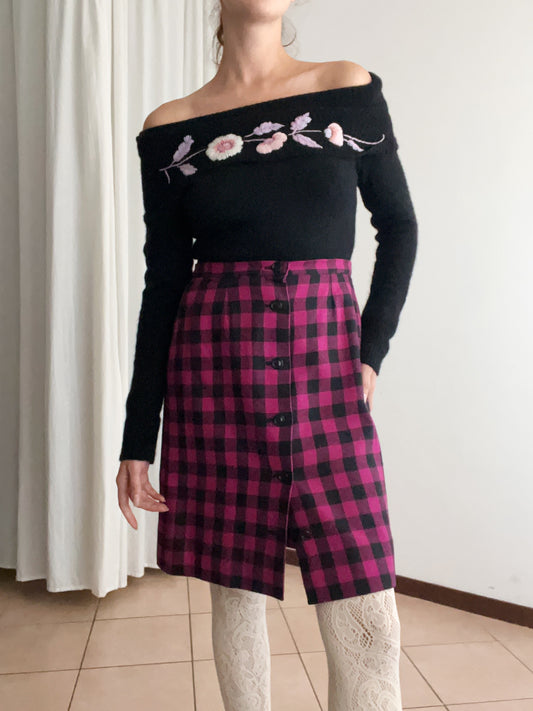 Gonna quadri fuxia neri 44