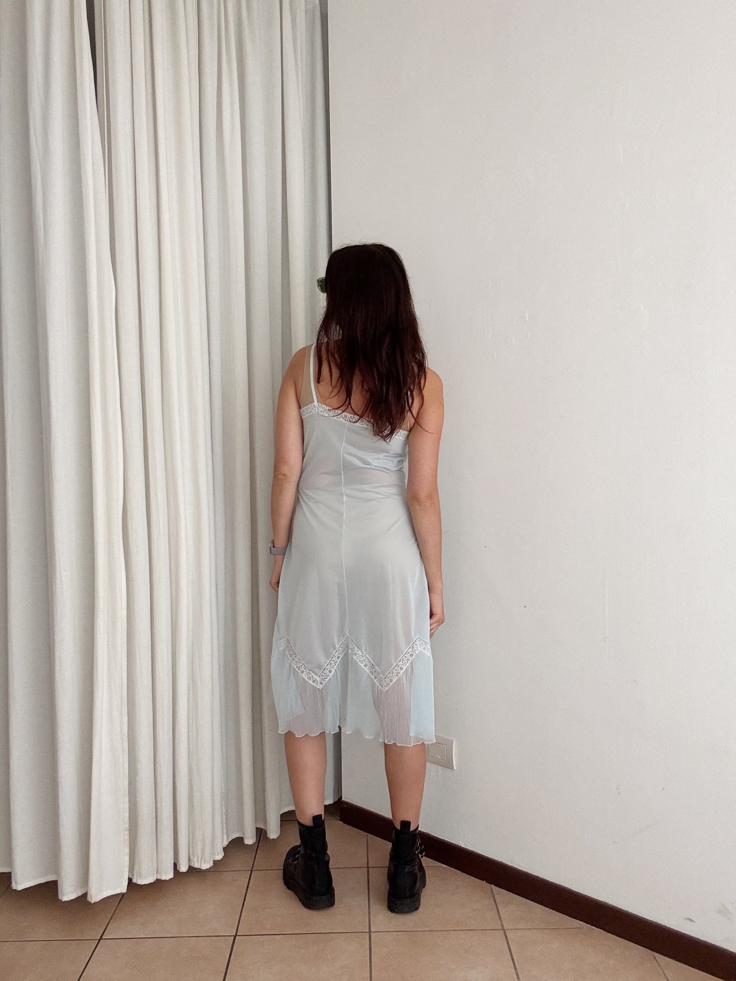 Sottoveste azzurra pizzo M