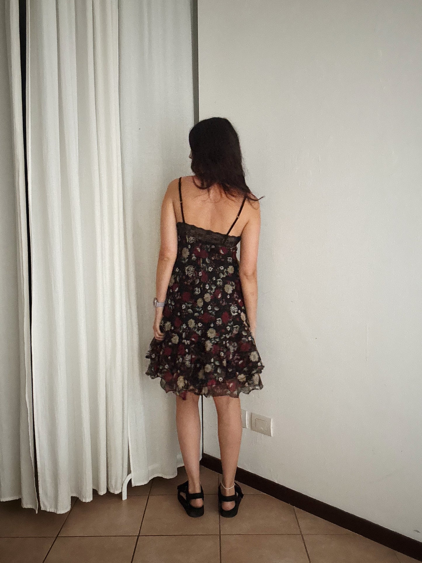 Abito nero floreale M