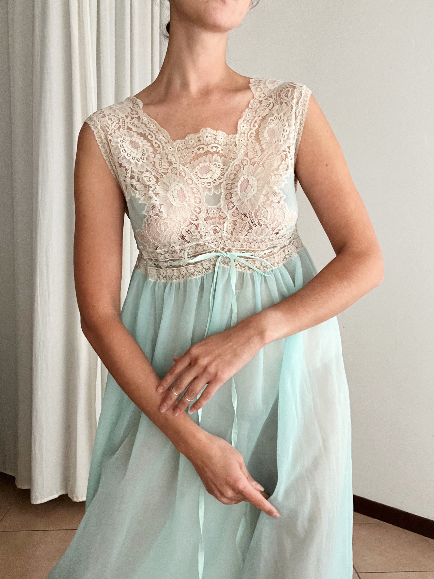 Sottoveste turchese pizzo M
