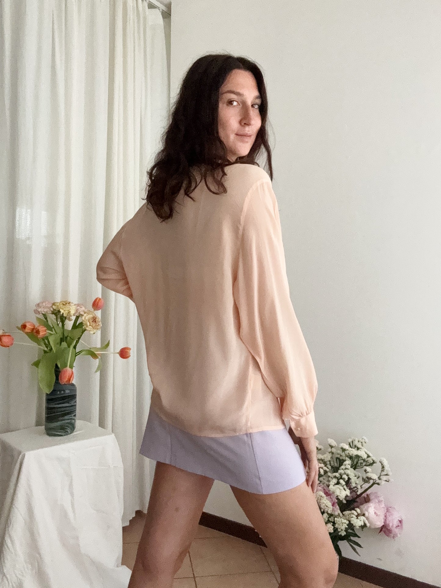 Camicia rosa seta XL