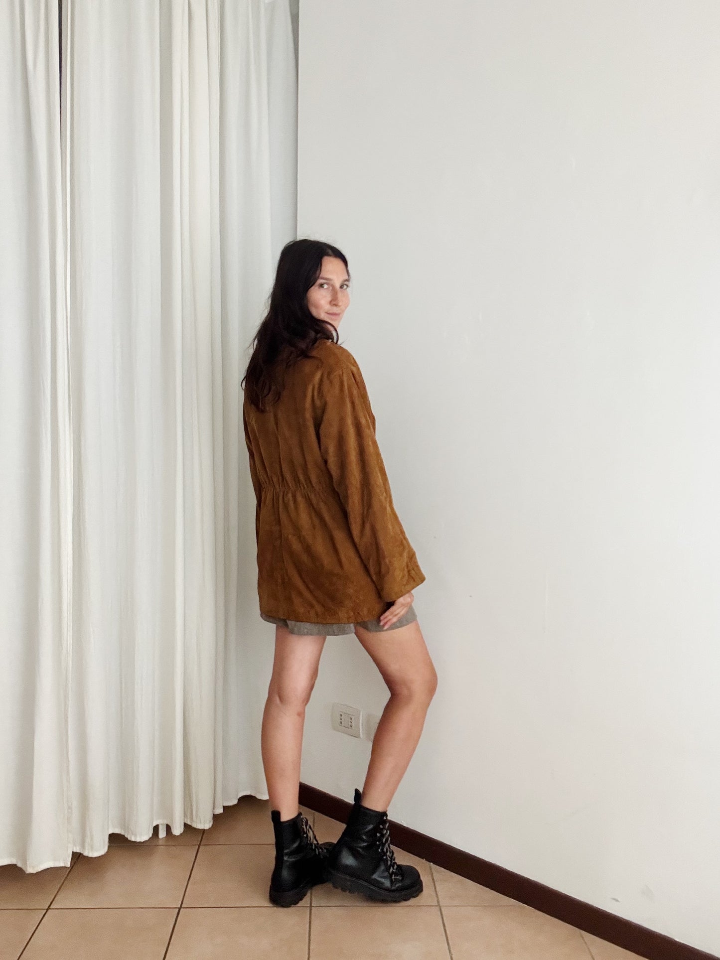 Giacca in pelle scamosciata L