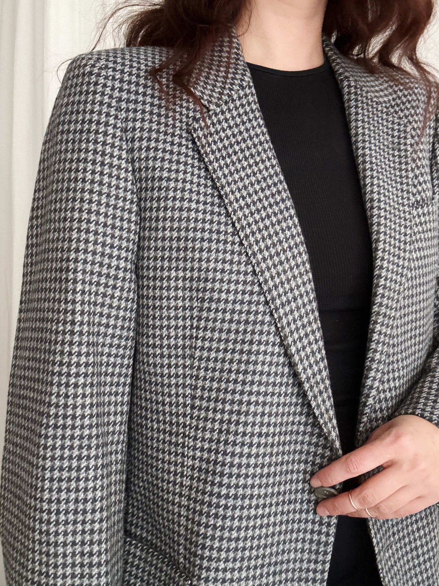 Blazer lana blu grigio L