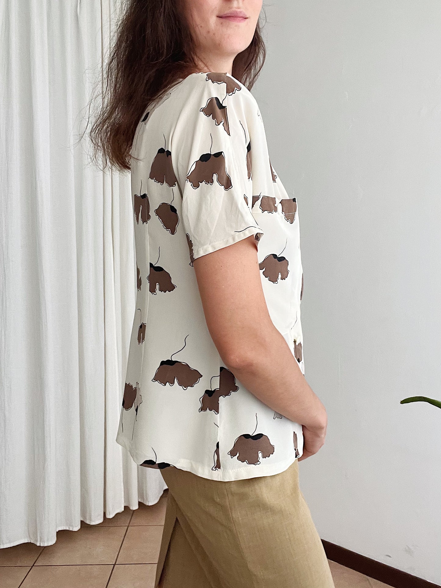 Blusa seta panna beige L