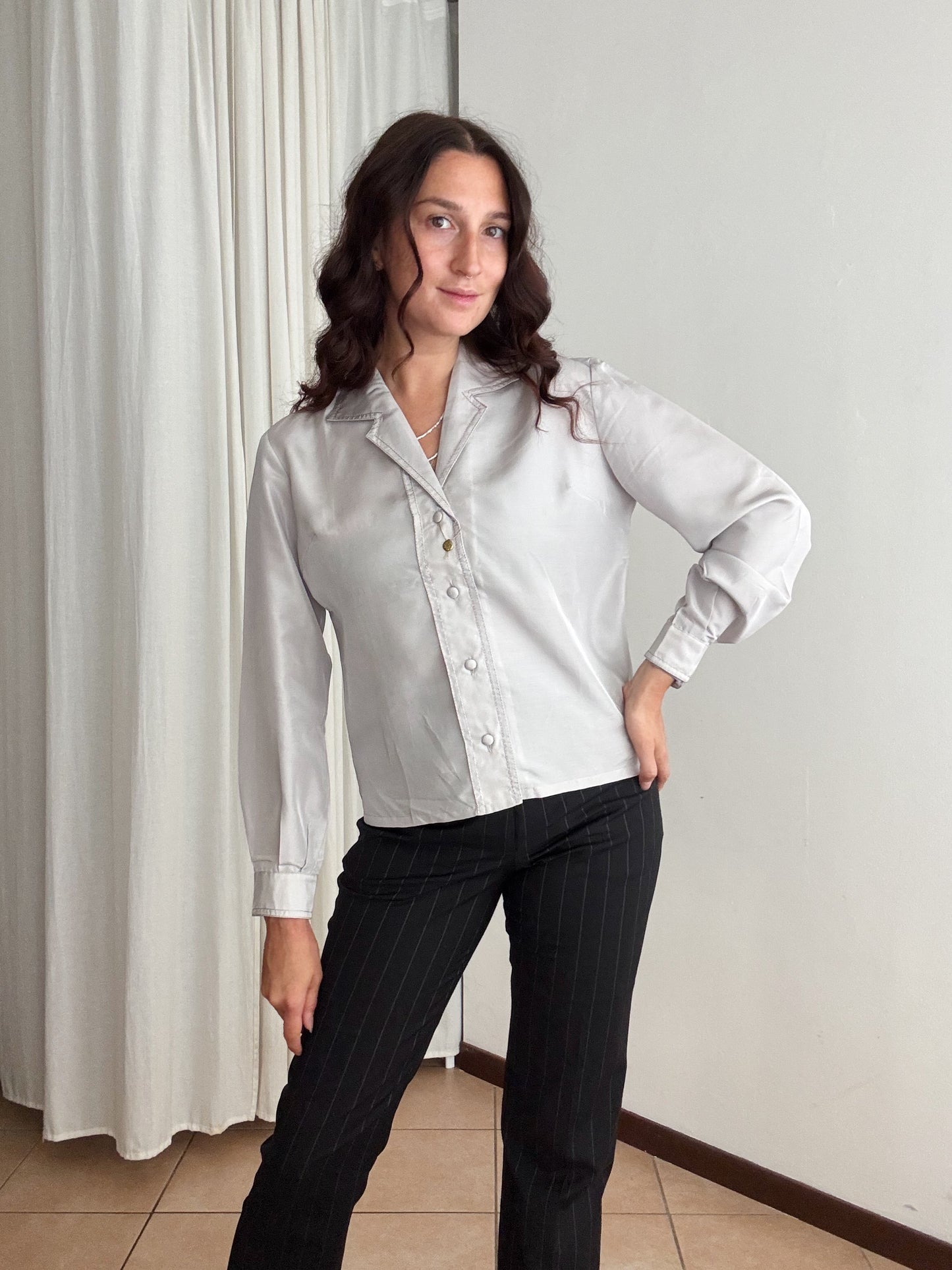 Camicia seta grigia argento M