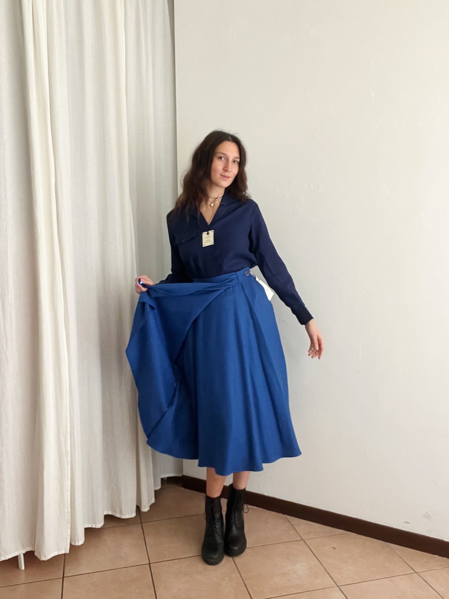 Gonna lana blu S