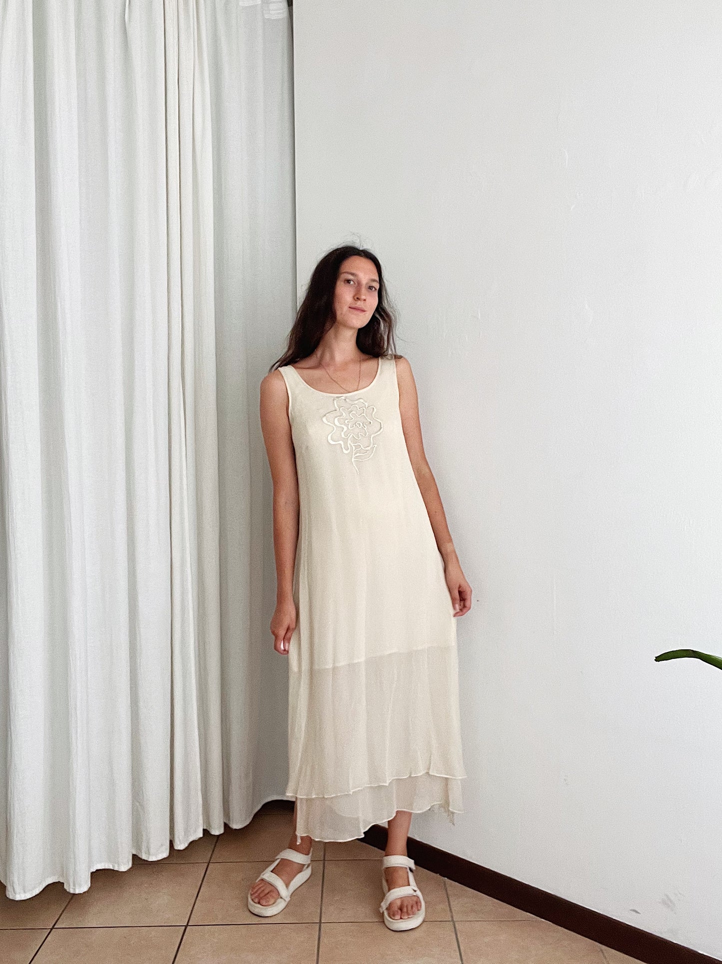 Abito in seta beige M