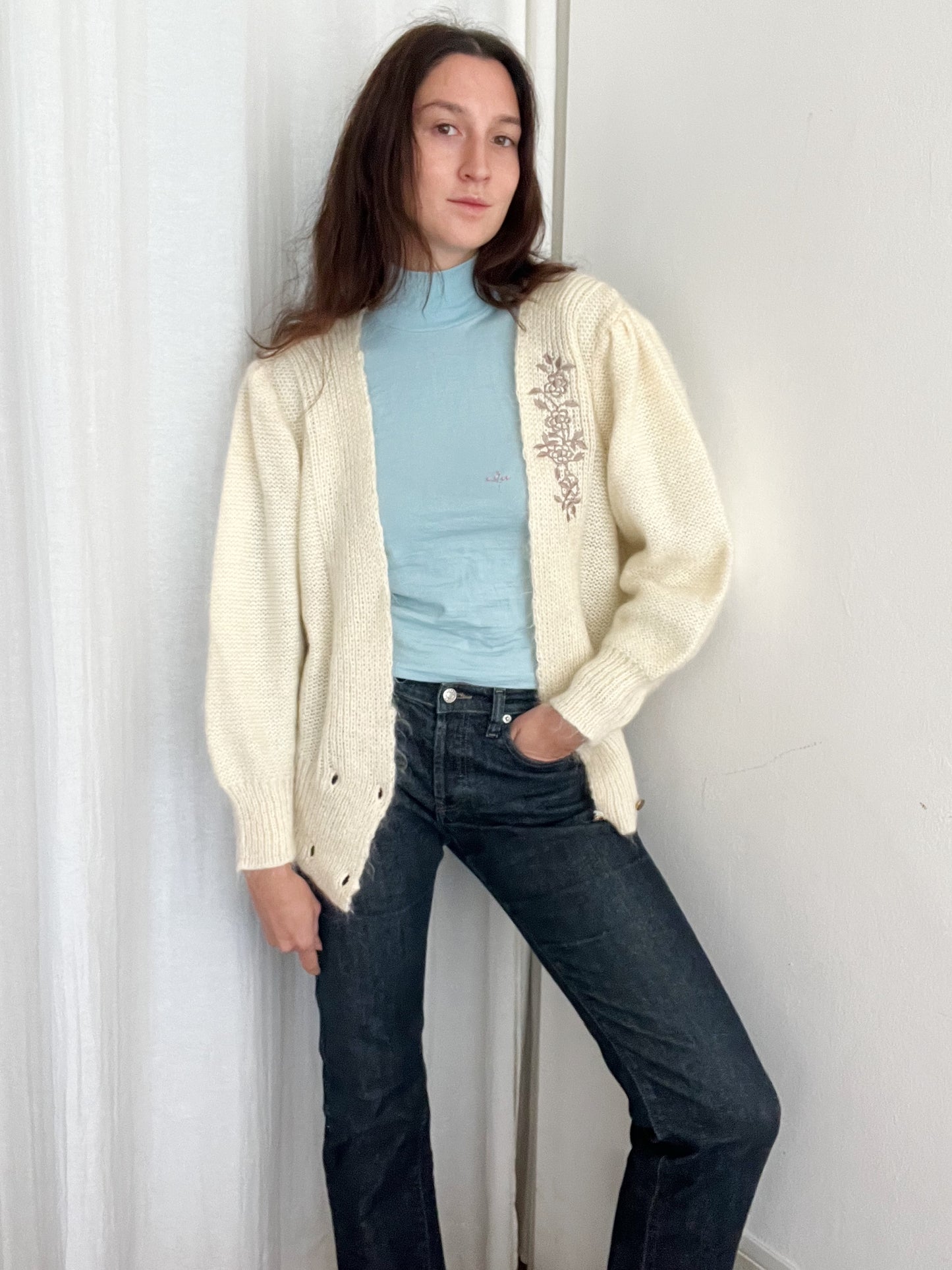 Cardigan bianco pelosino L
