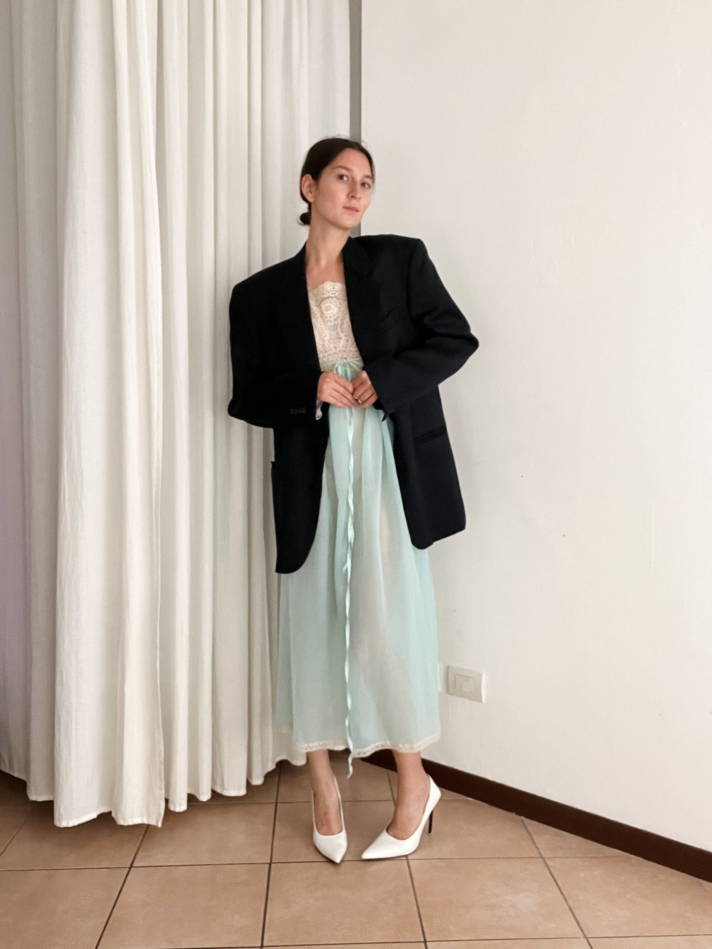 Sottoveste turchese pizzo M