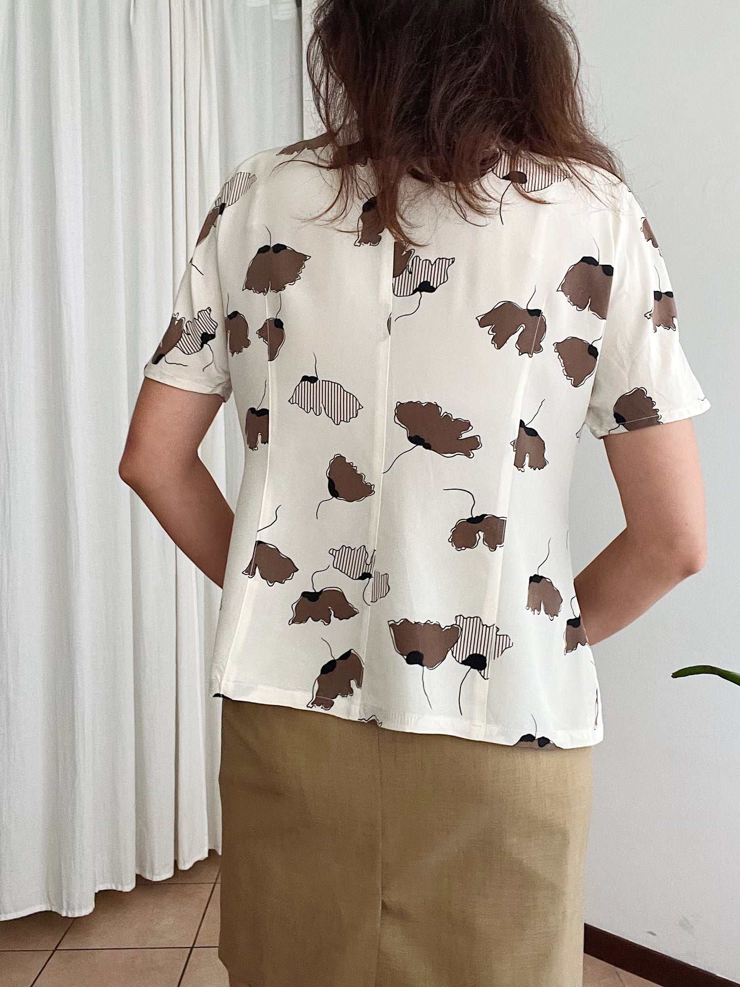 Blusa seta panna beige L
