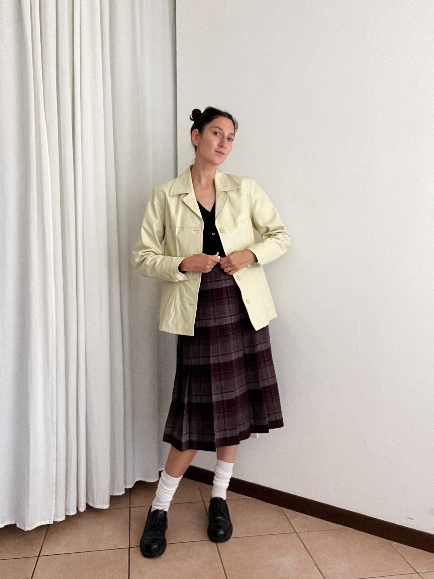 Giacca in pelle burro 40