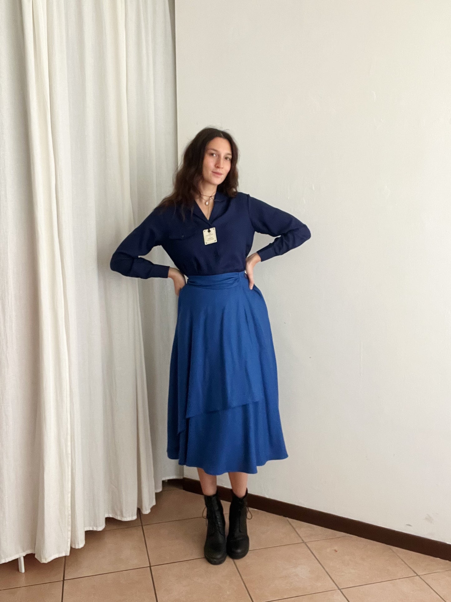 Gonna lana blu S
