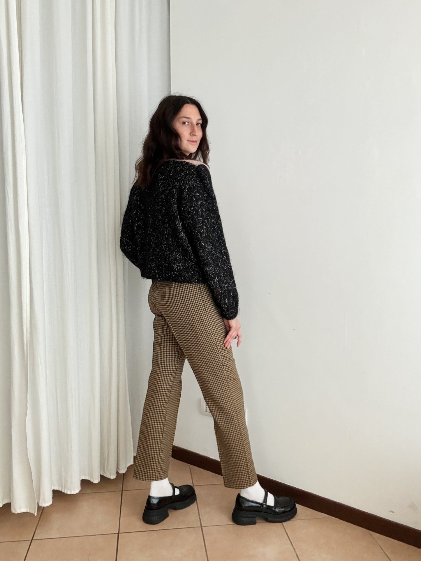 Pantaloni lana beige M
