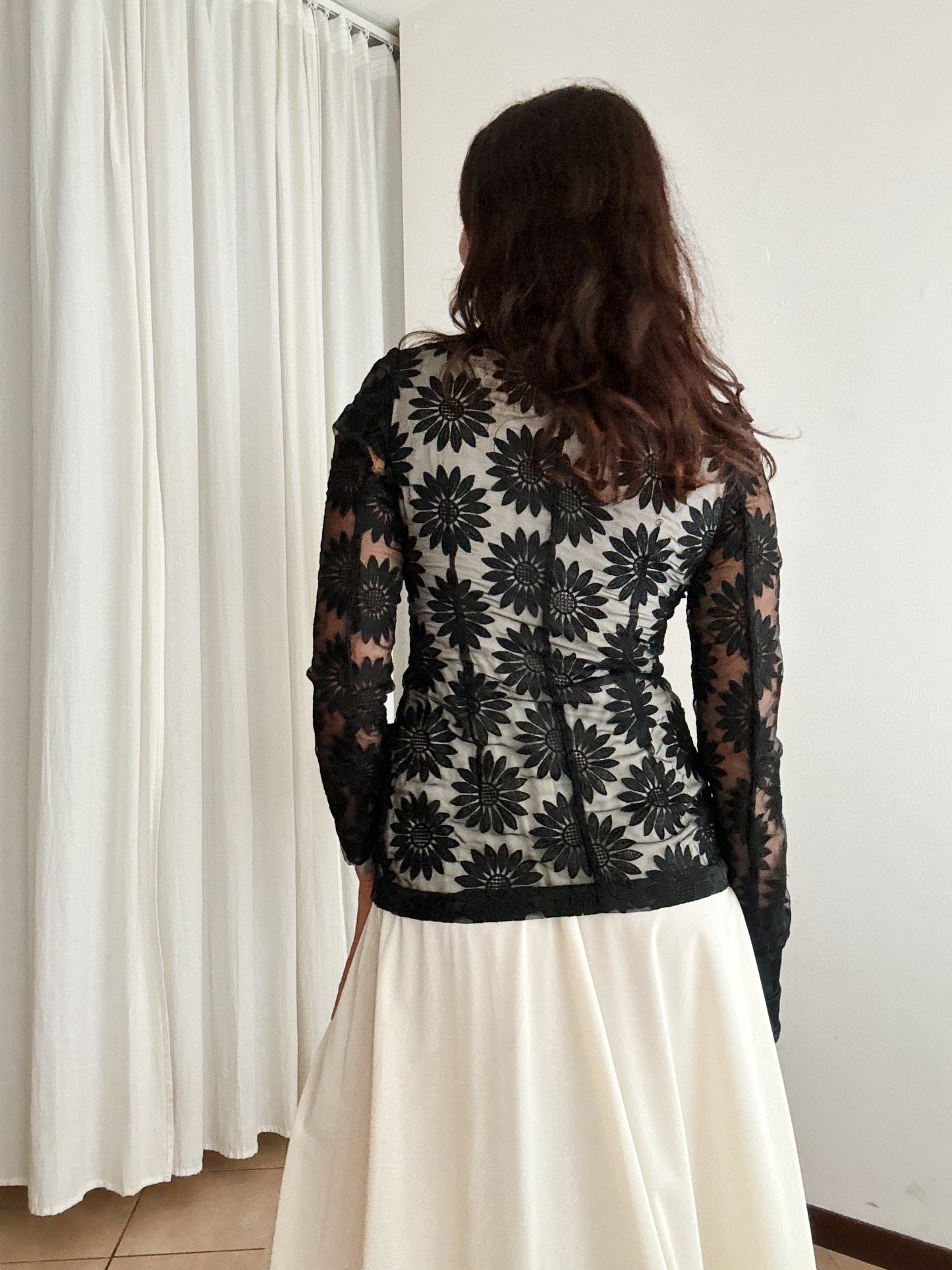 Blazer in organza con fiori S