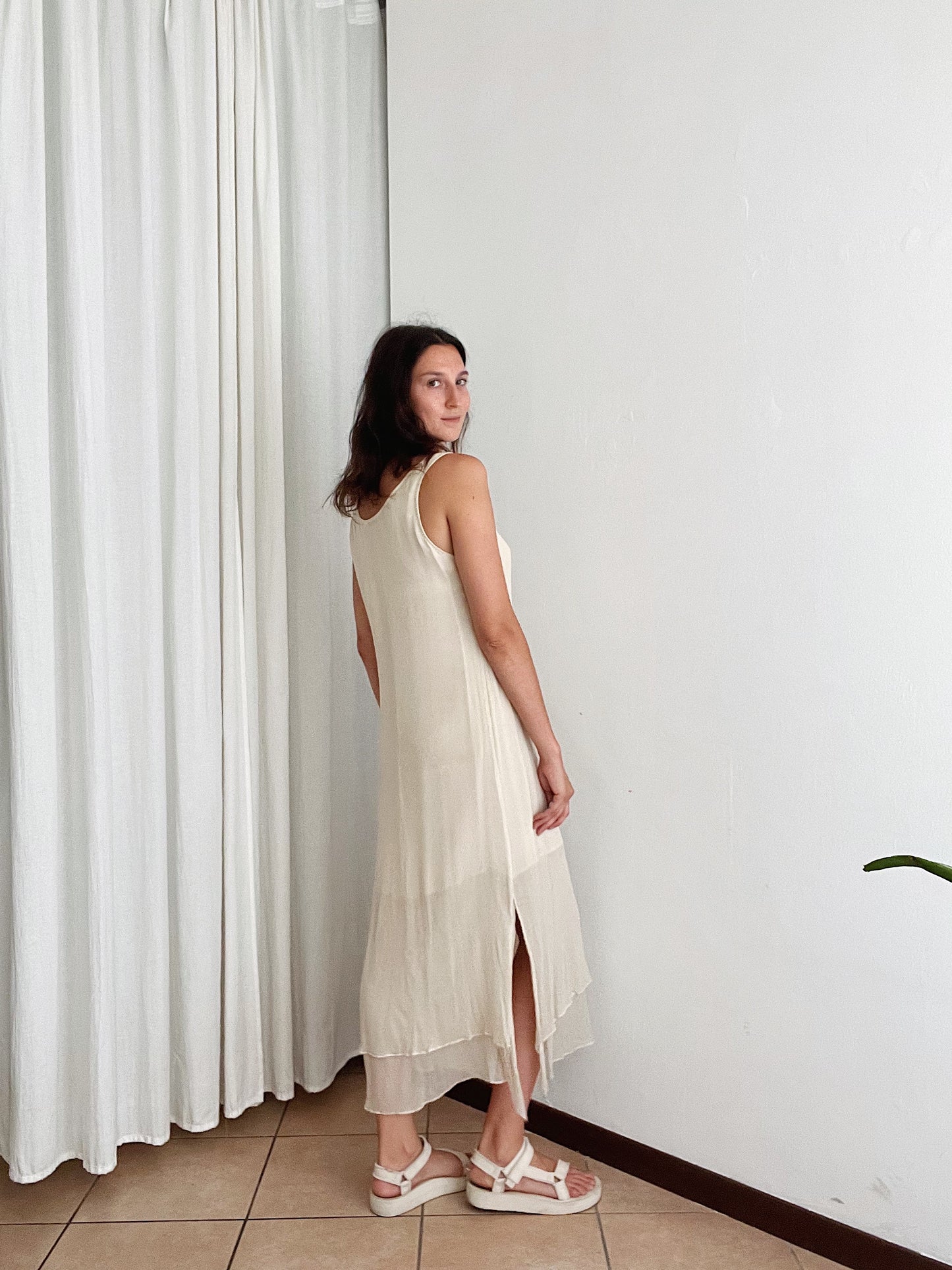 Abito in seta beige M