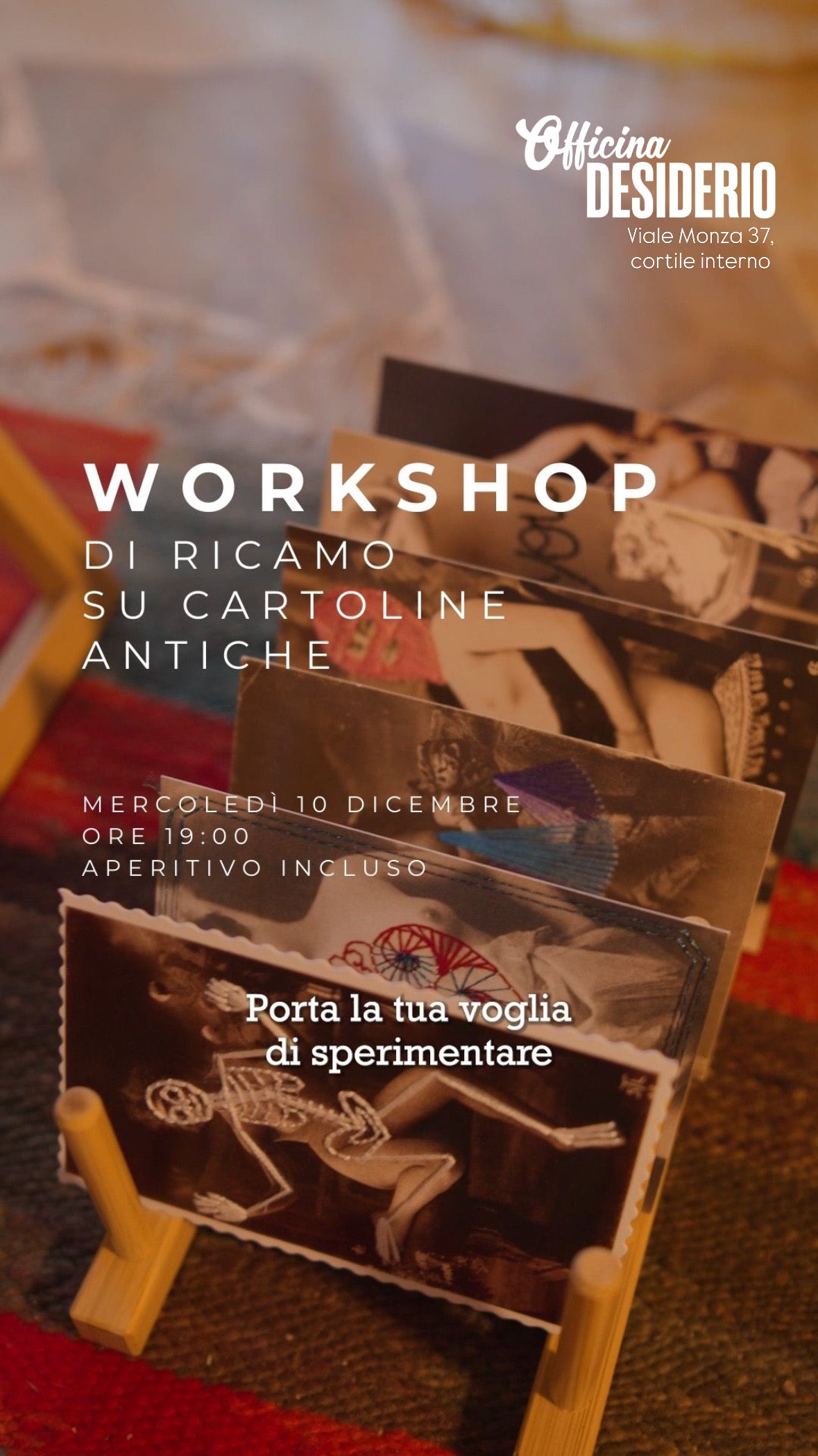 Workshop di ricamo su cartoline antiche