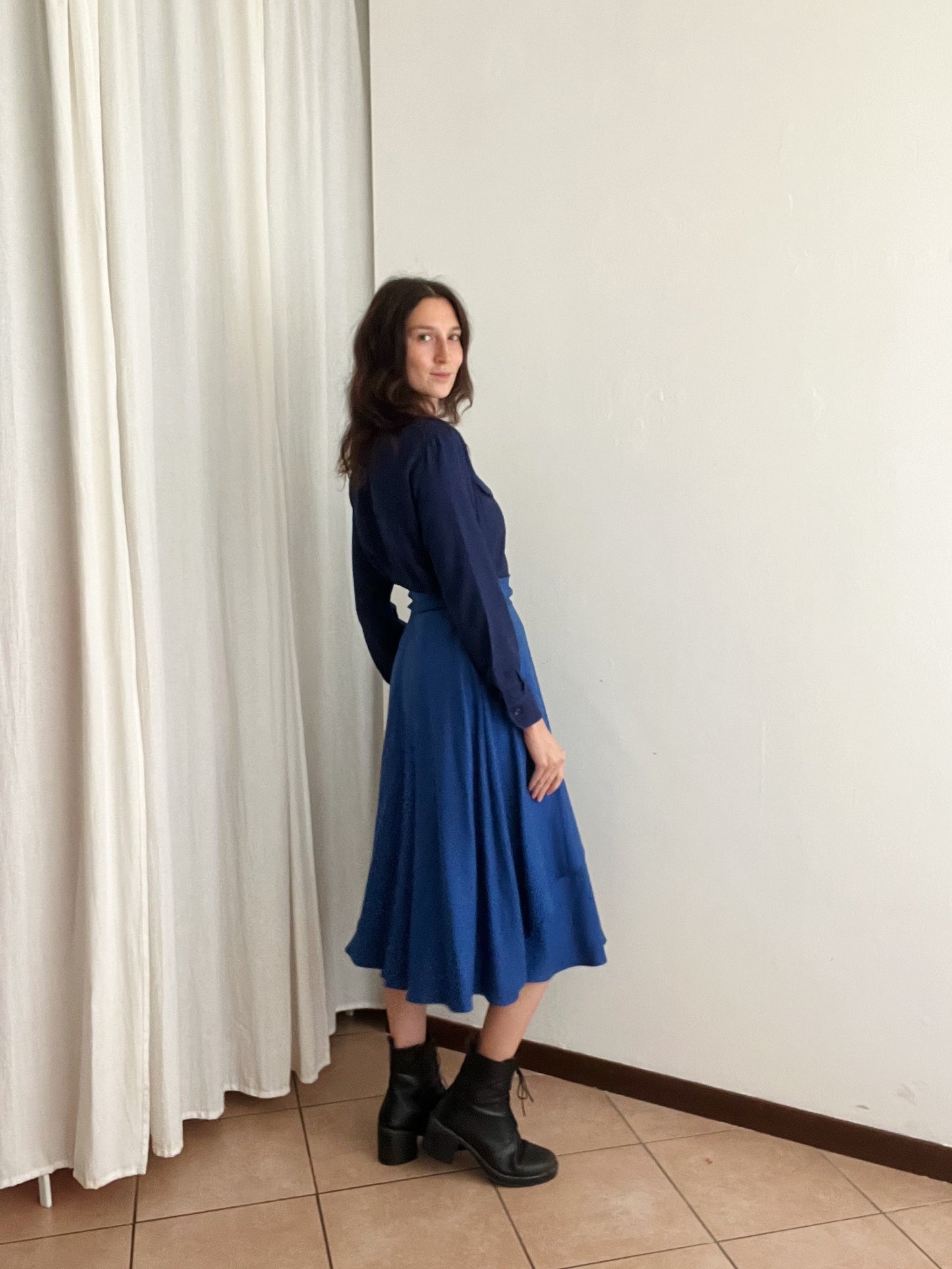 Gonna lana blu S