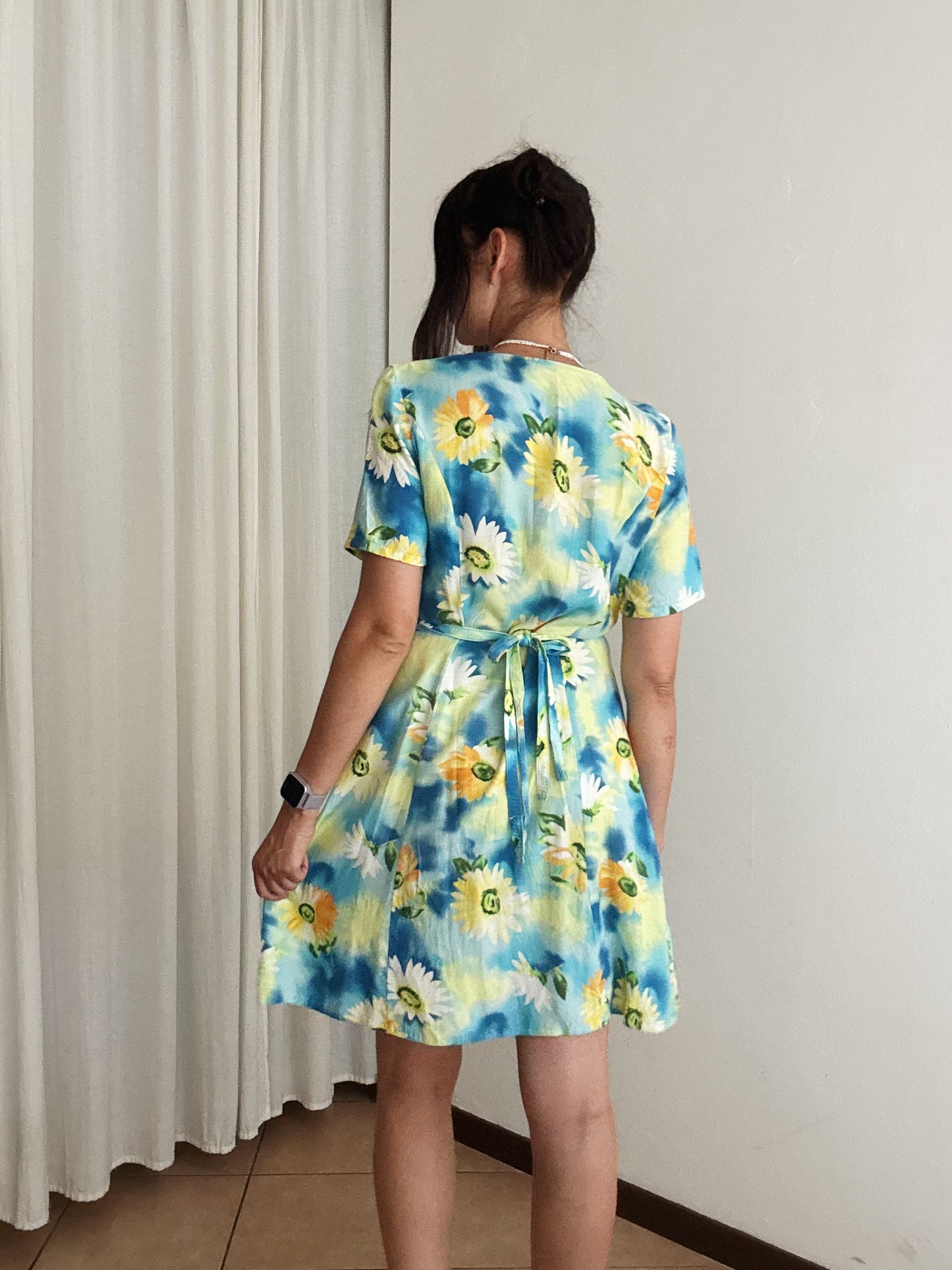 Abito floreale azzurro L