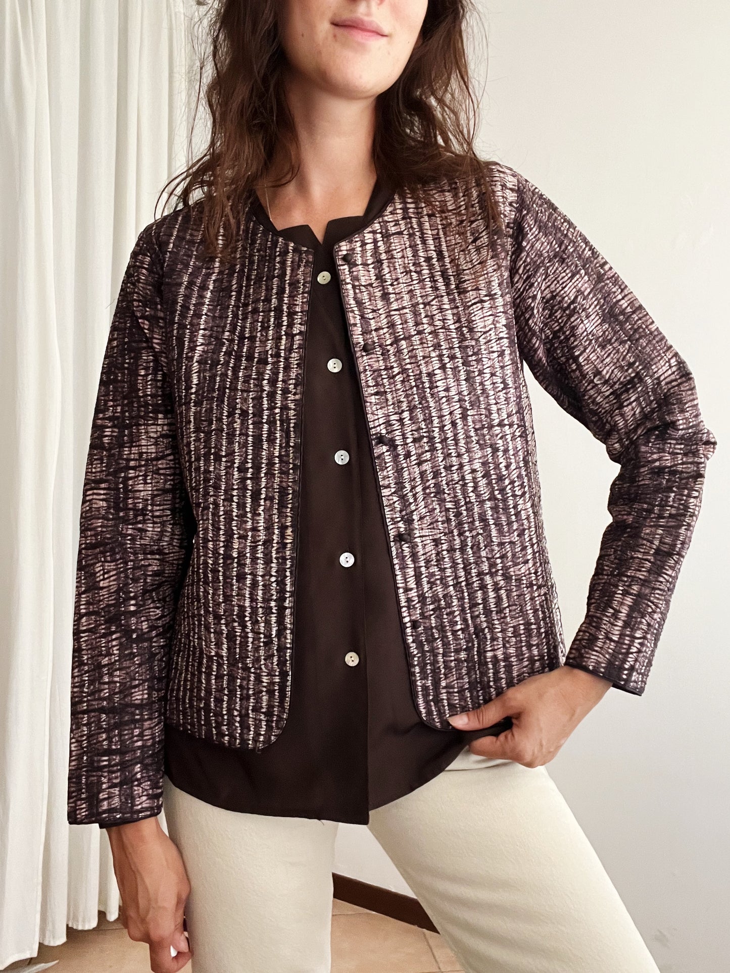 Giacca seta marrone tie dye S