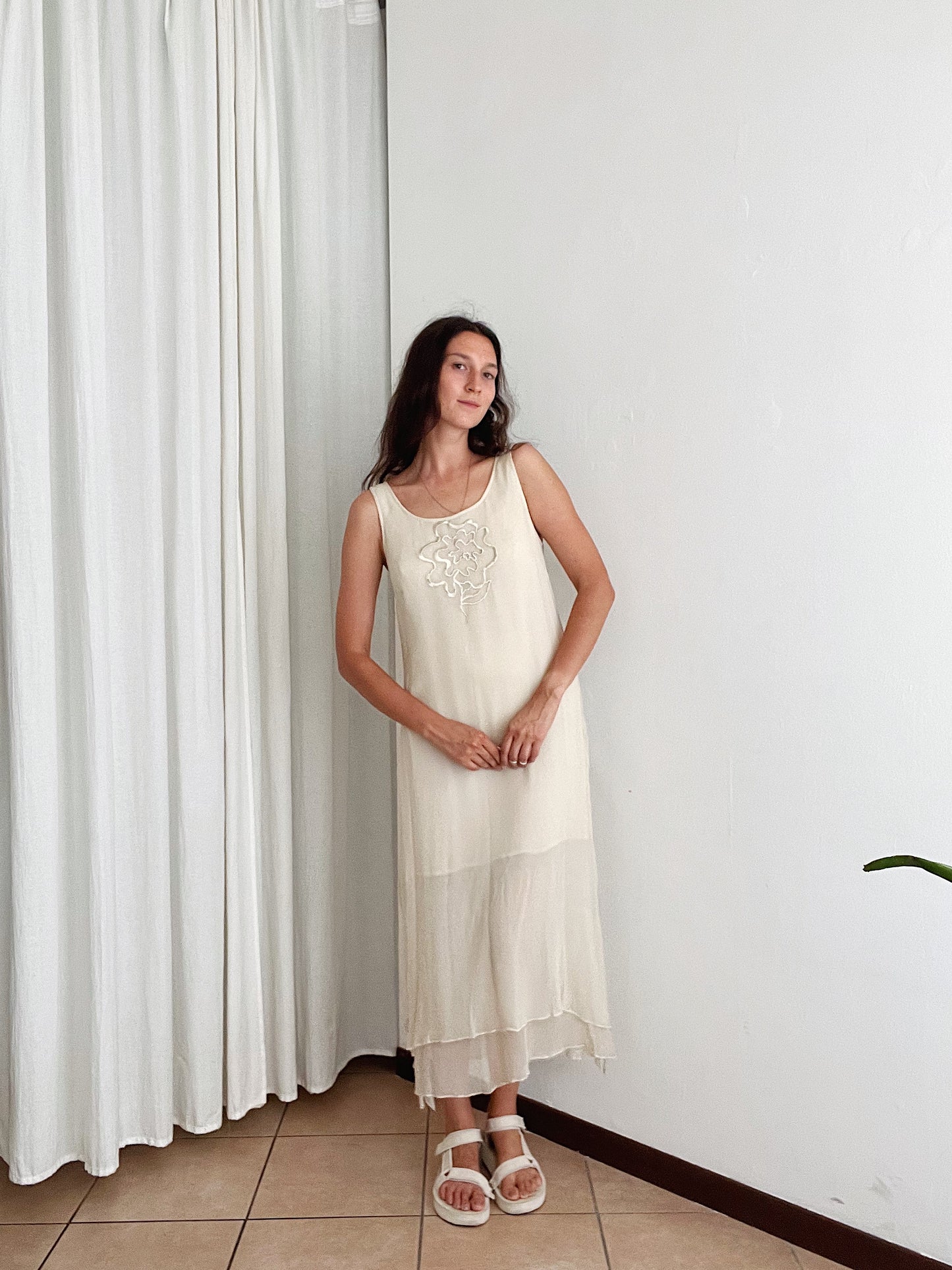Abito in seta beige M