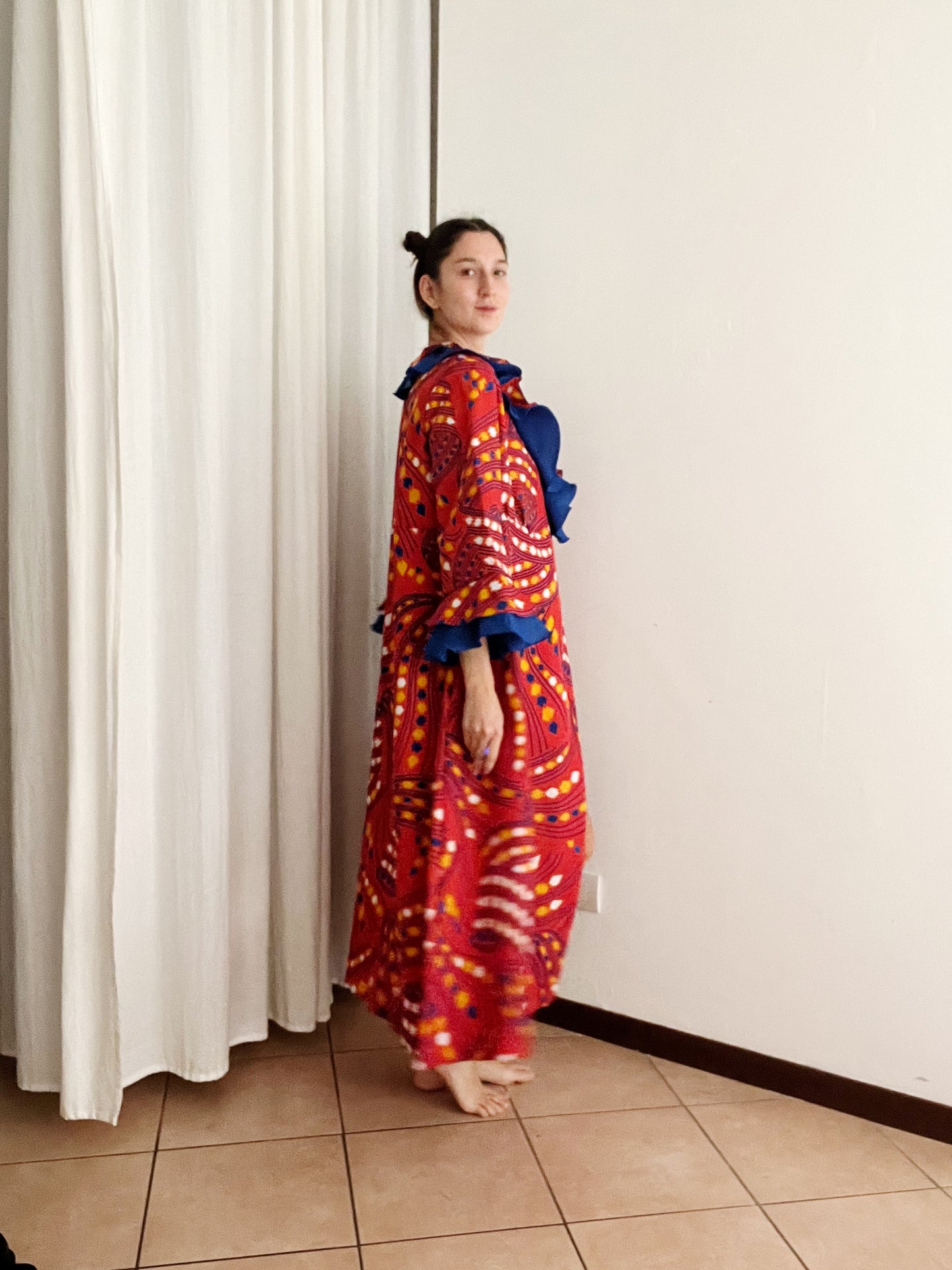 Vestaglia abito rosso blu 50
