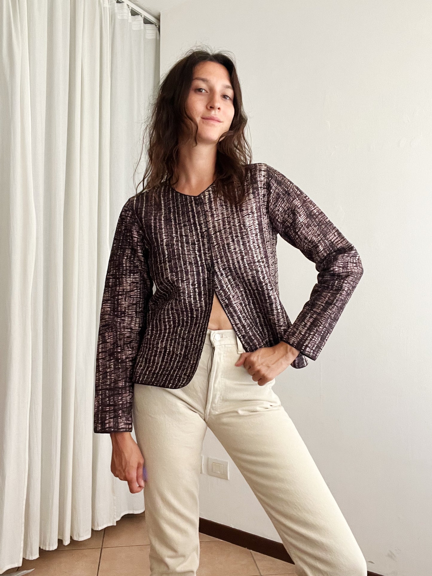 Giacca seta marrone tie dye S
