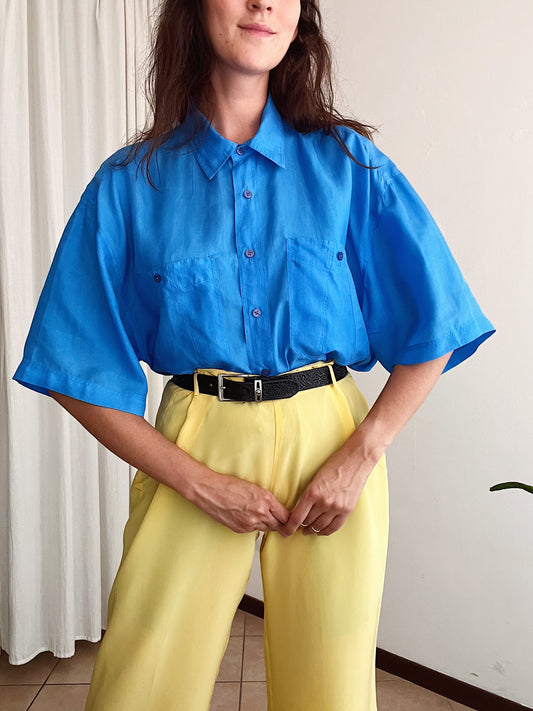 Camicia seta blu elettrico L
