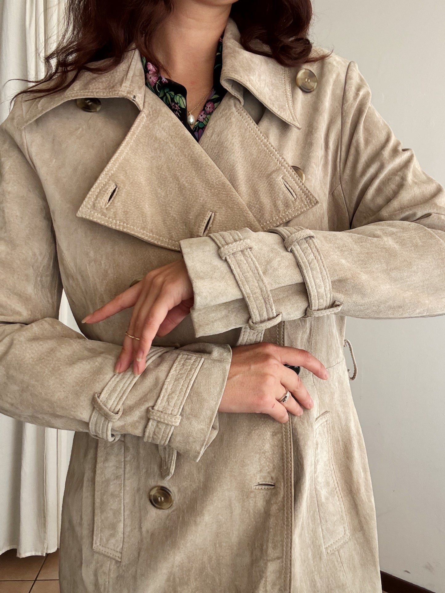 Trench in pelle beige 42