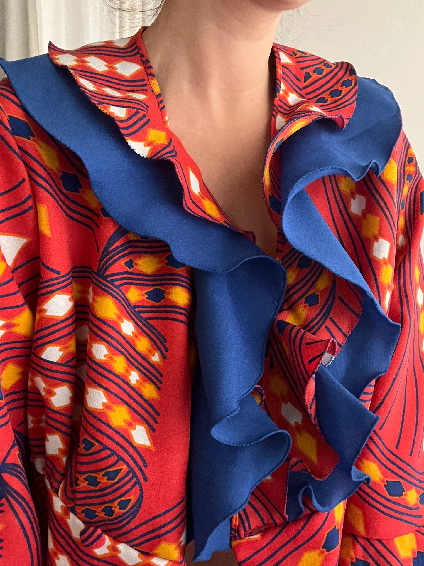 Vestaglia abito rosso blu 50
