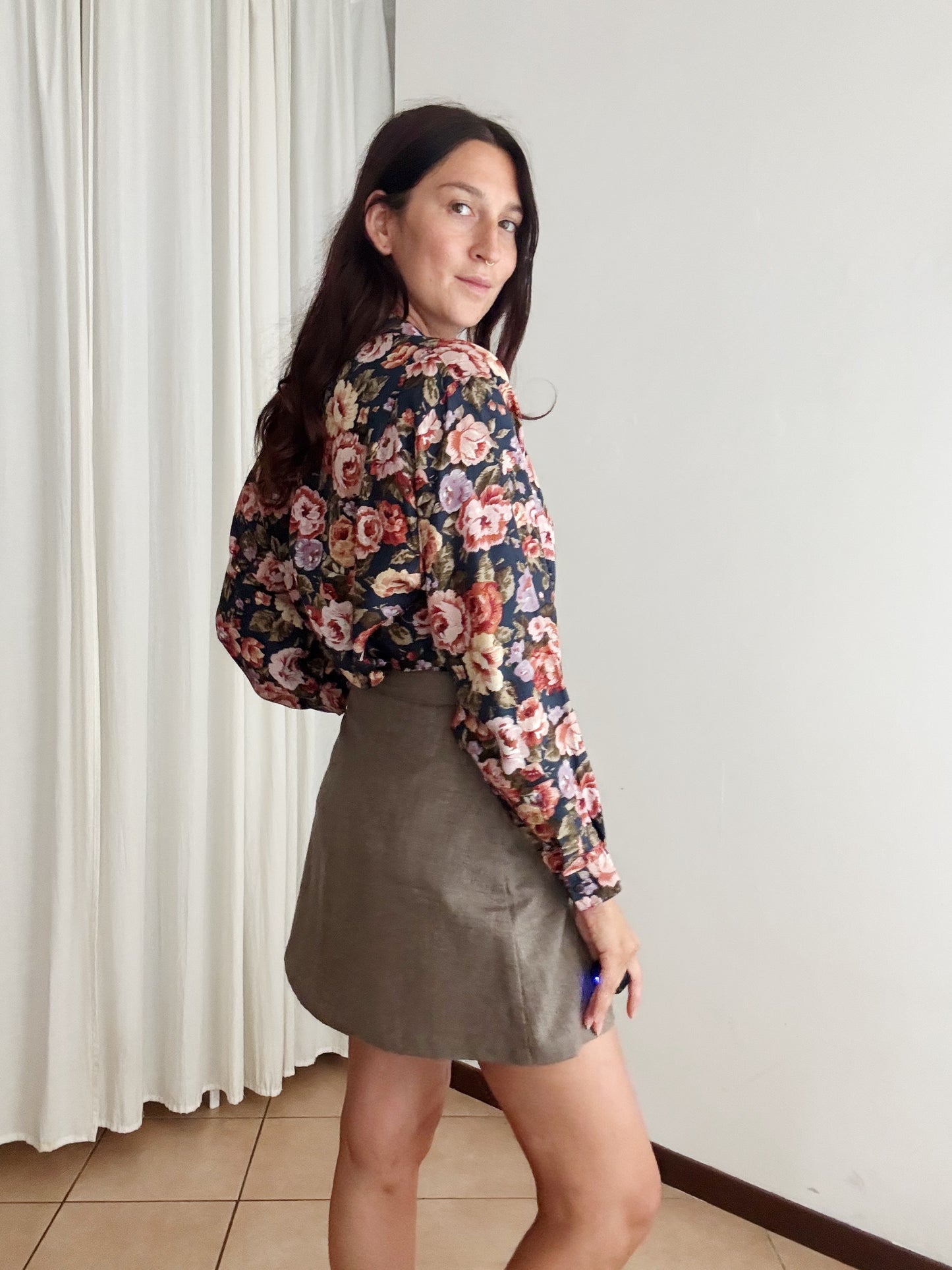 Camicia seta floreale L