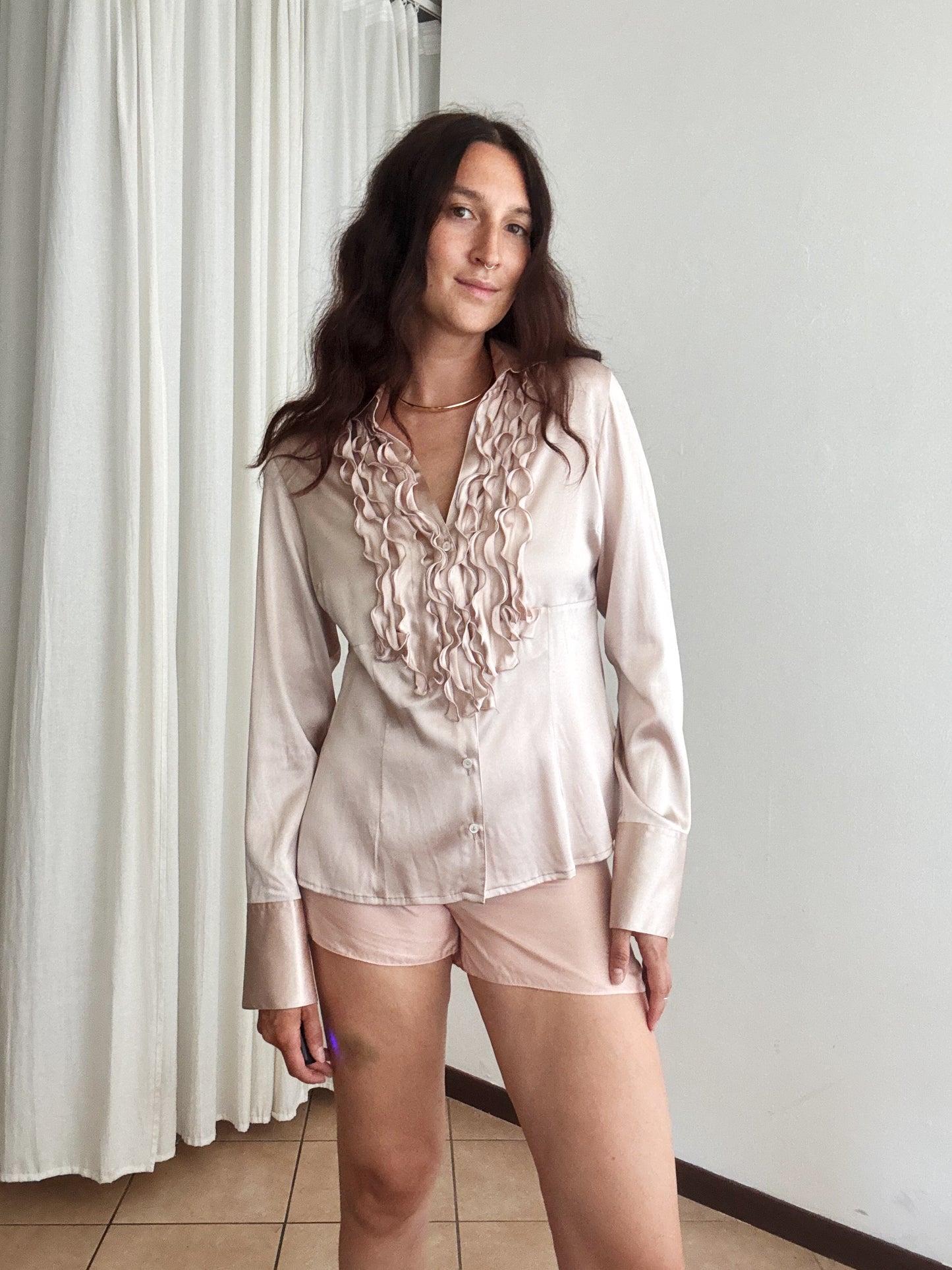 Camicia seta con rouches 46