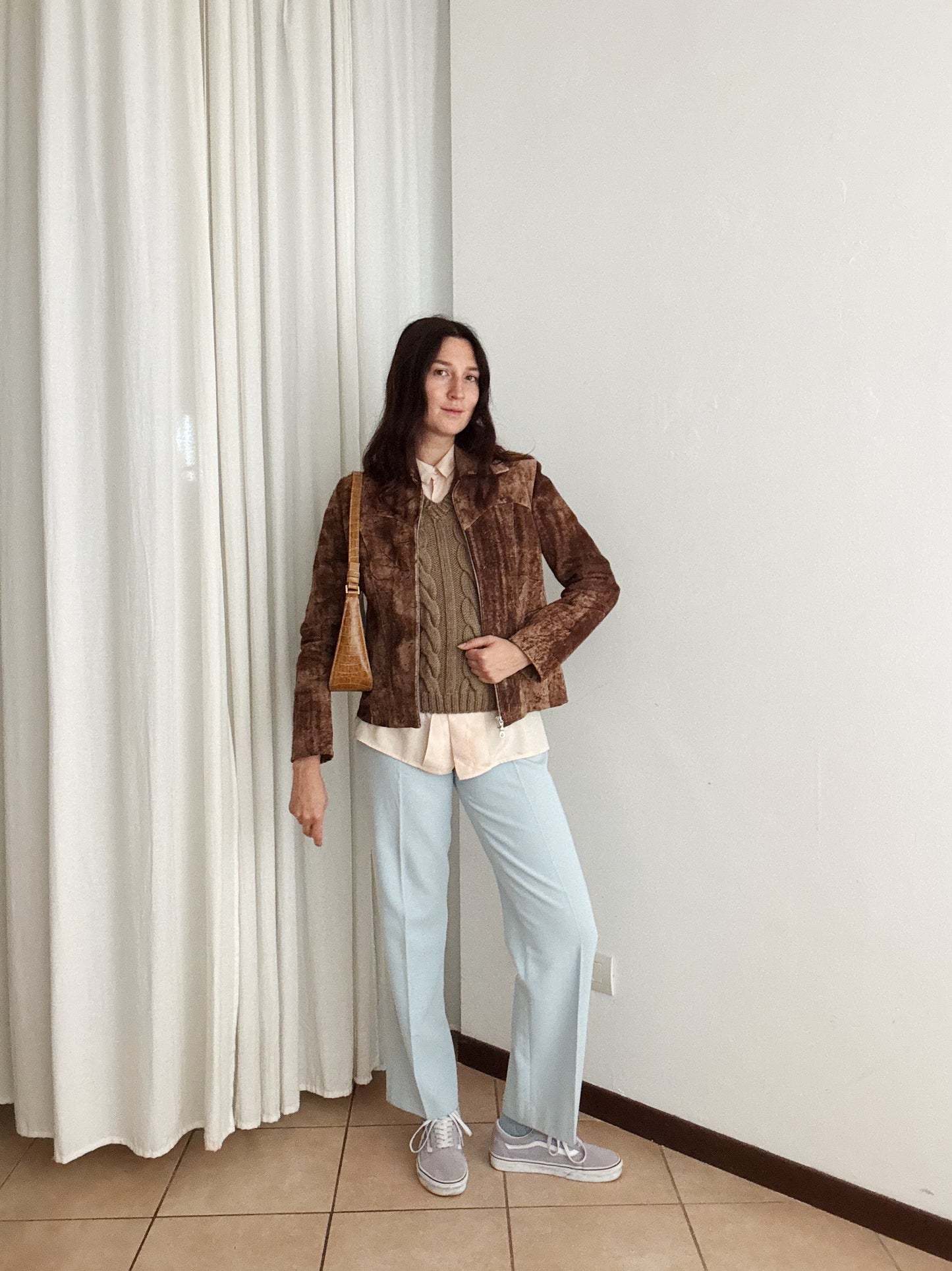 Giacca in pelle marrone 42
