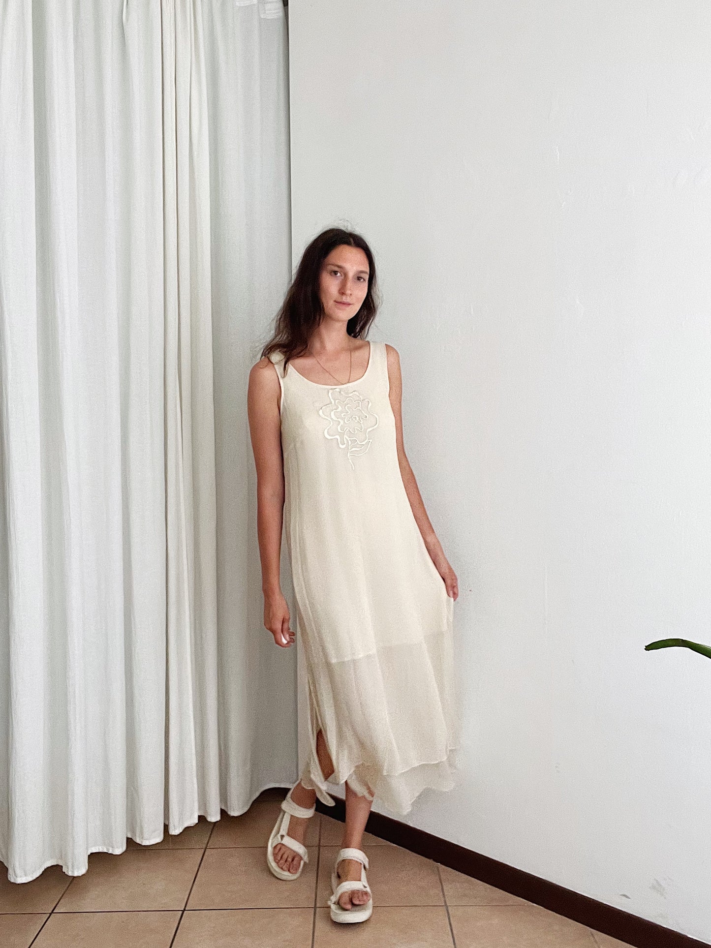 Abito in seta beige M