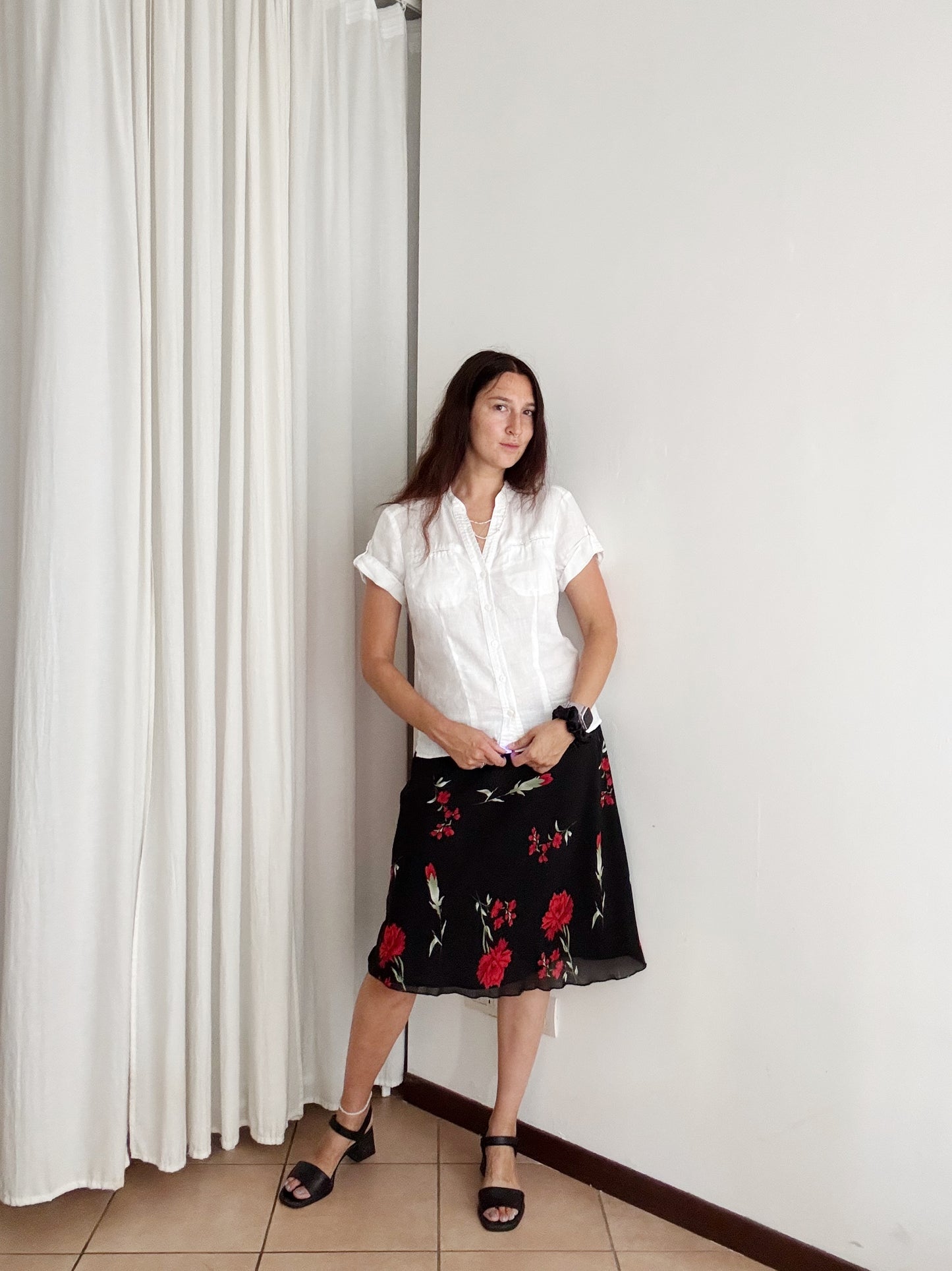 Camicia in lino bianco 46
