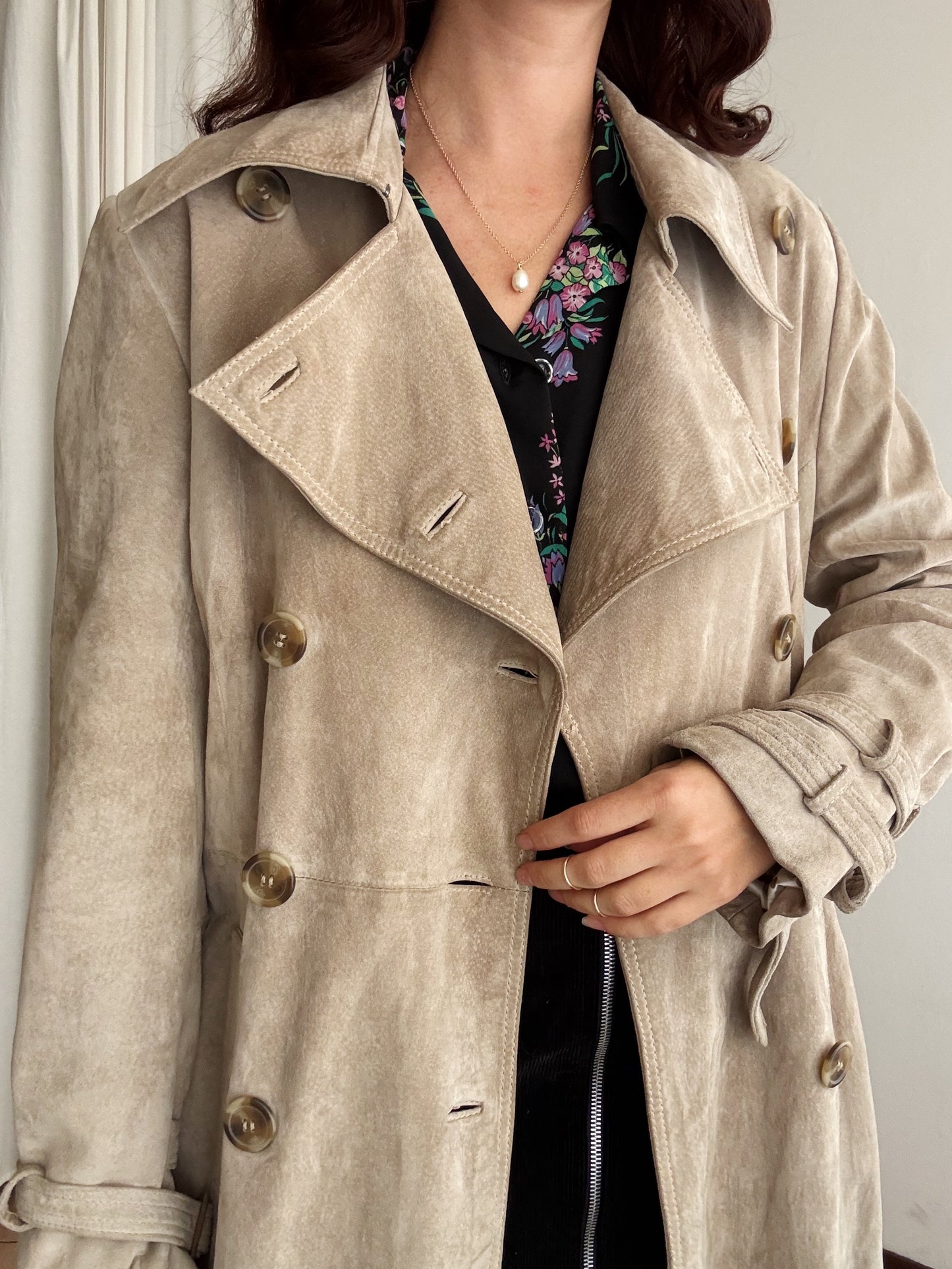 Trench in pelle beige 42